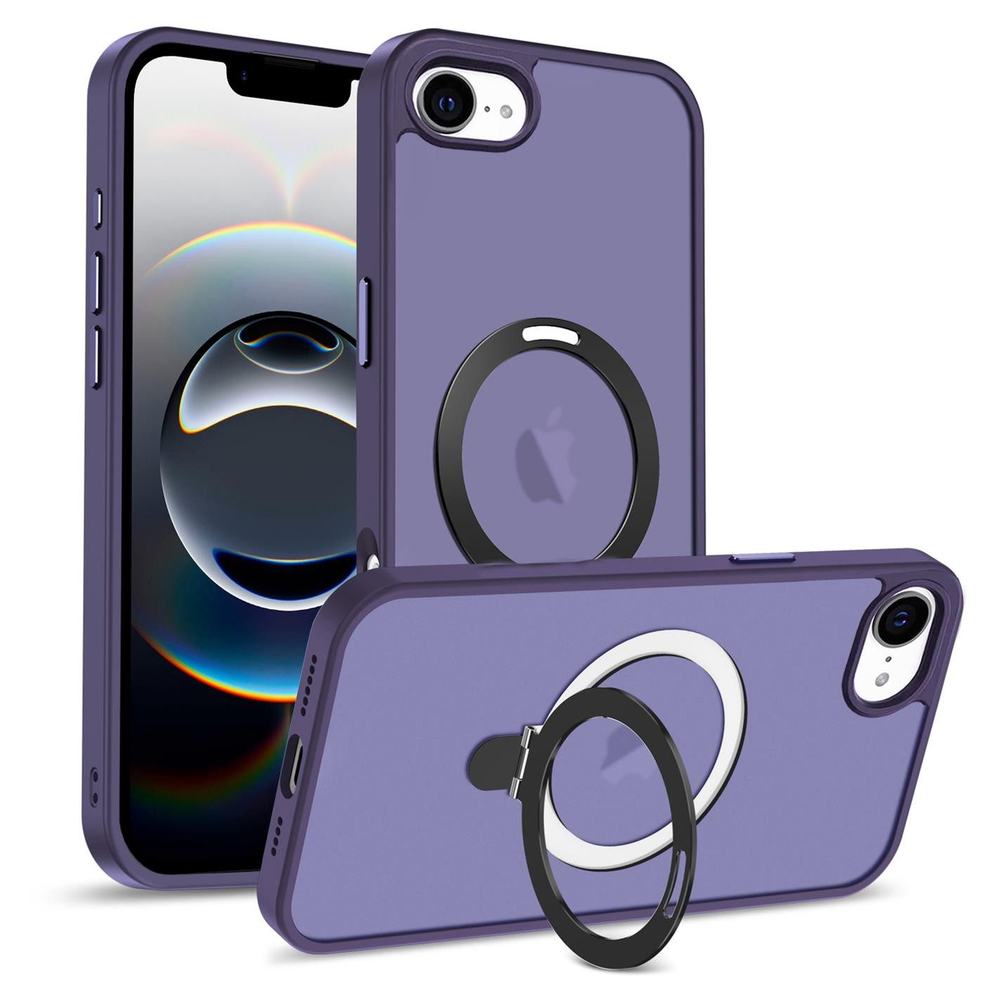 CoolGadget Handyhülle Hybrid Luxury Handy Case für iPhone 17e / iPhone 16e 6,1 Zoll, Hülle Massiv Metallring aufklappbar Schutzhülle für Magsafe Zubehör