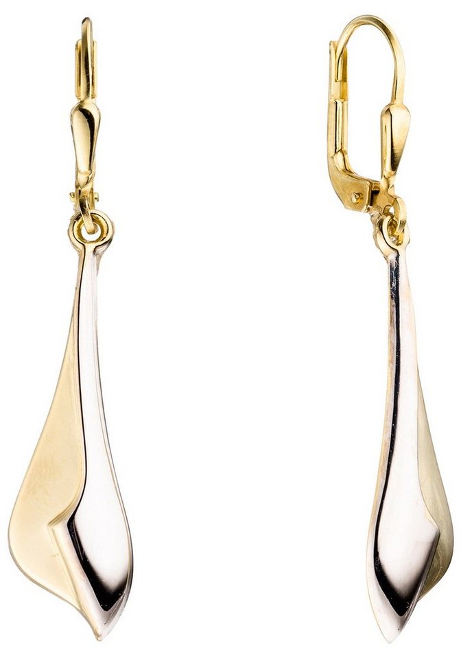 JOBO Paar Ohrhänger, 333 Gold bicolor, Höhe ca. 41,4 mm, Breite ca. 8,2 mm