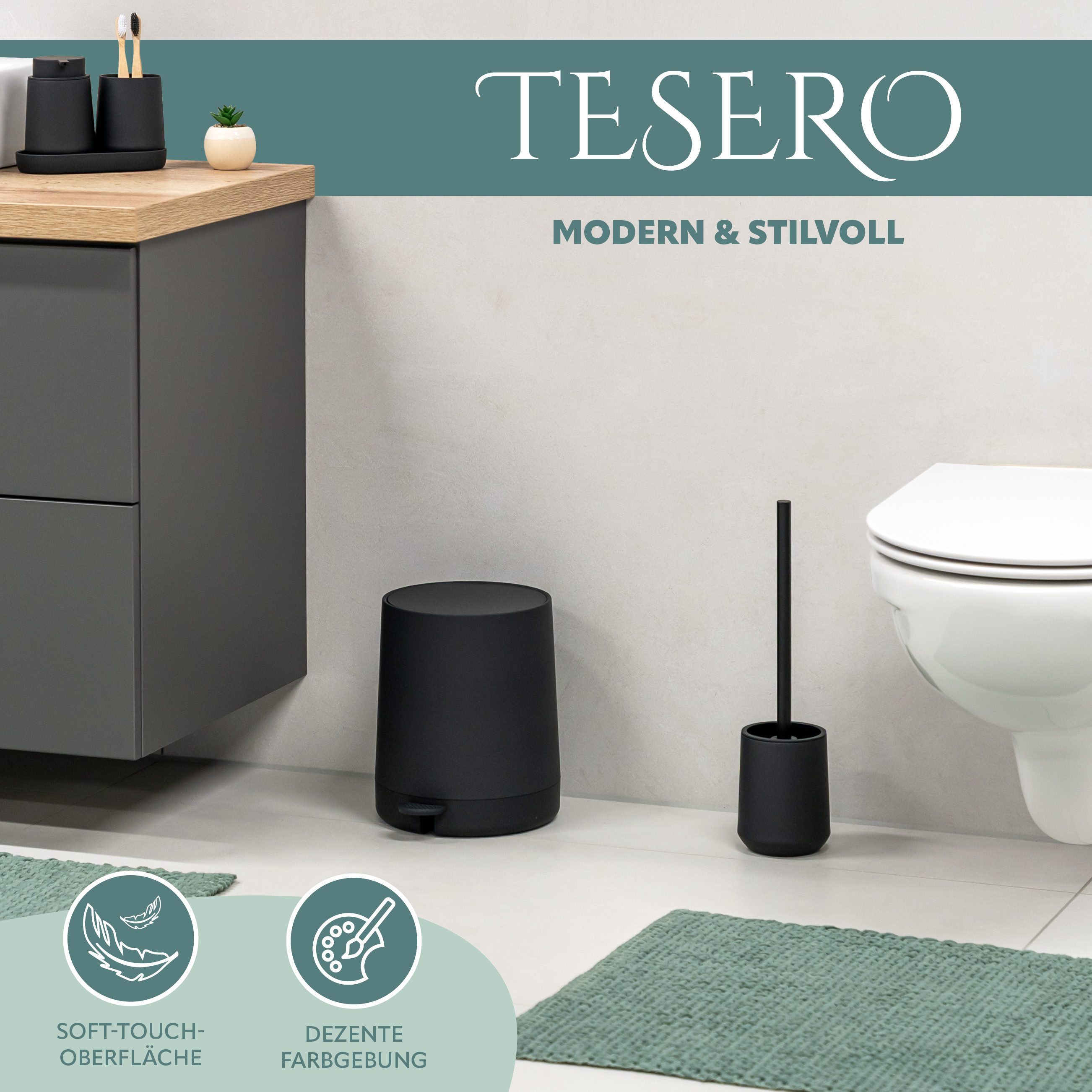 eluno WC-Garnitur WC-Bürste inkl. 1x Ersatzbürstenkopf, Kunststoff, (1-tlg) günstig online kaufen