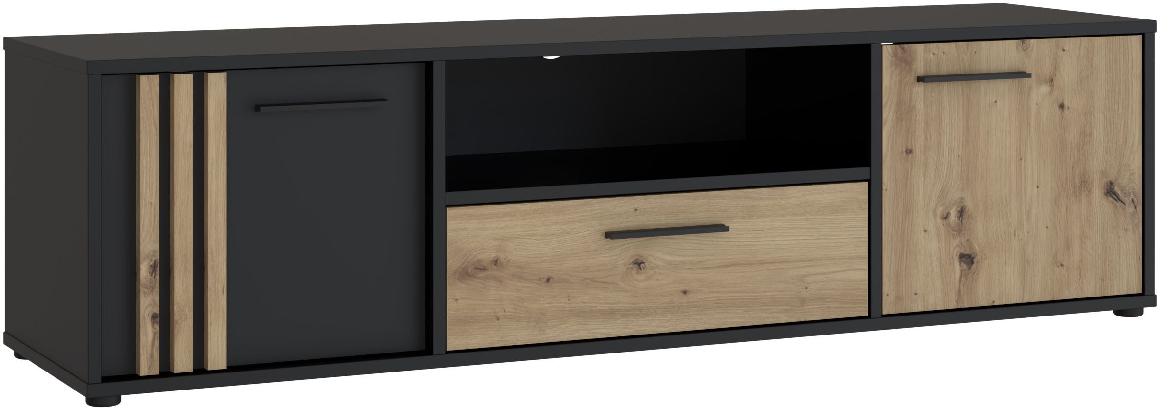 FORTE Lowboard Cardigan TV-Board, TV-Schrank, TV-Board, 2 farbig, Stauraum Kabelführung