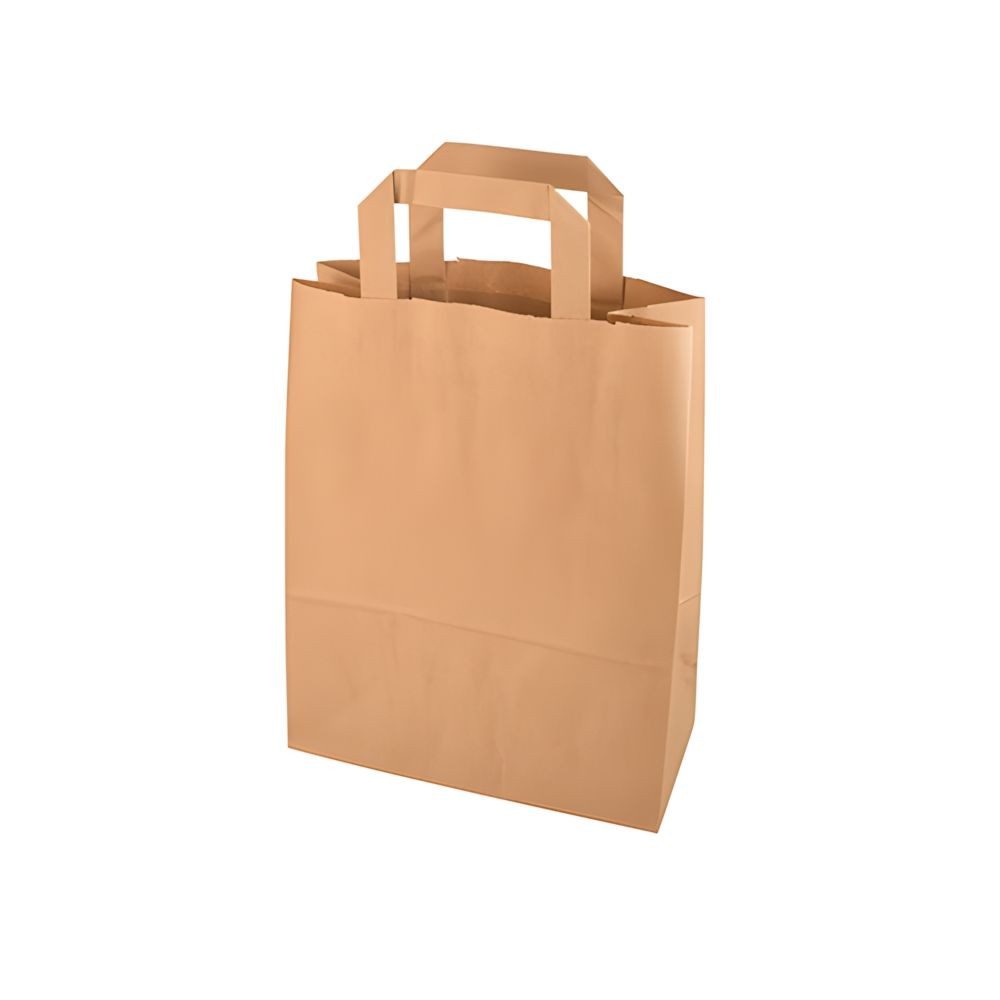 PAPSTAR Tragetasche 400 x Tragetaschen, Papier 28 cm x 22 cm x 10 cm braun mit Tragegriff