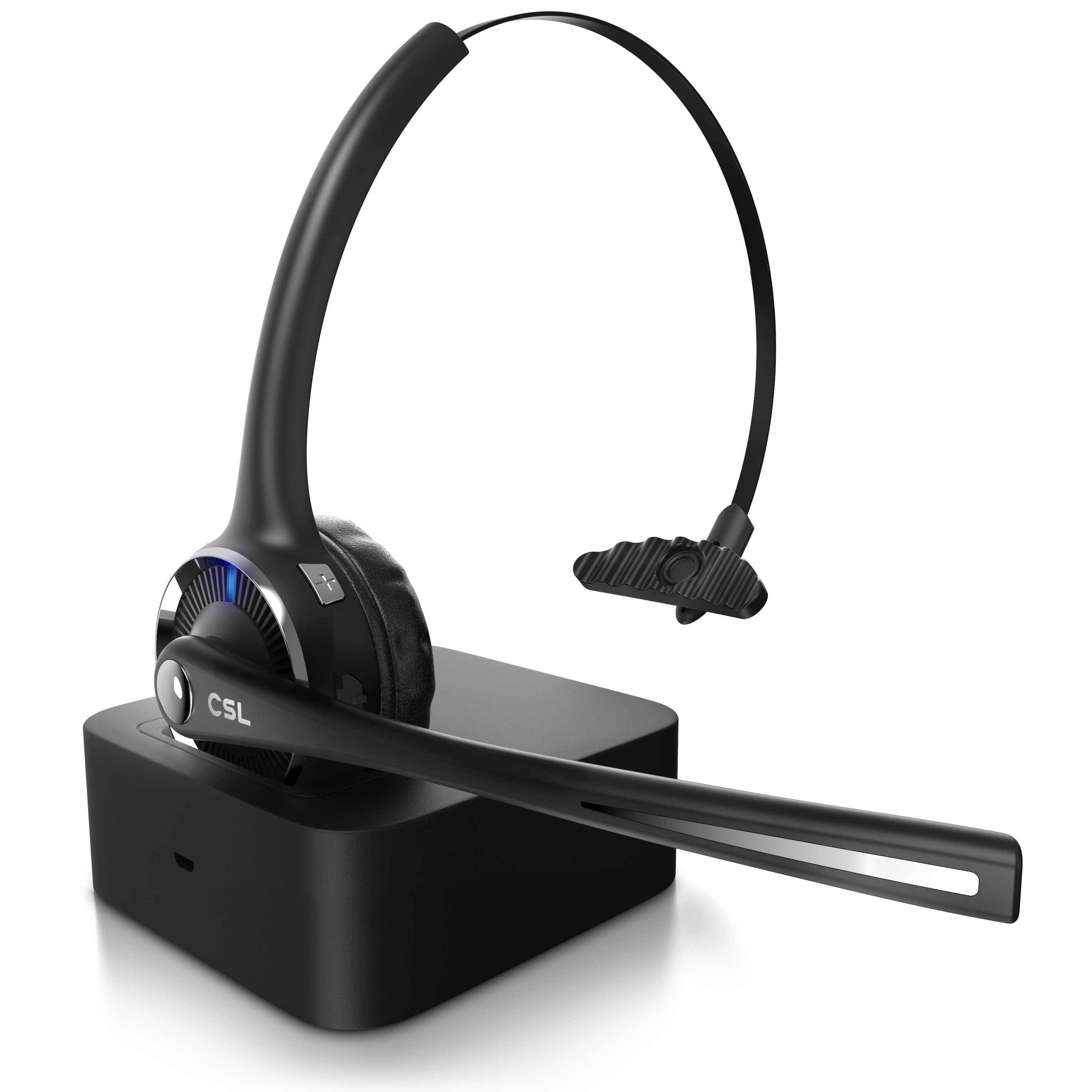 CSL Wireless-Headset (Bluetooth, Bluetooth Наушники, Mikrofon, Ladestation, Noise Cancel & Multipoint)