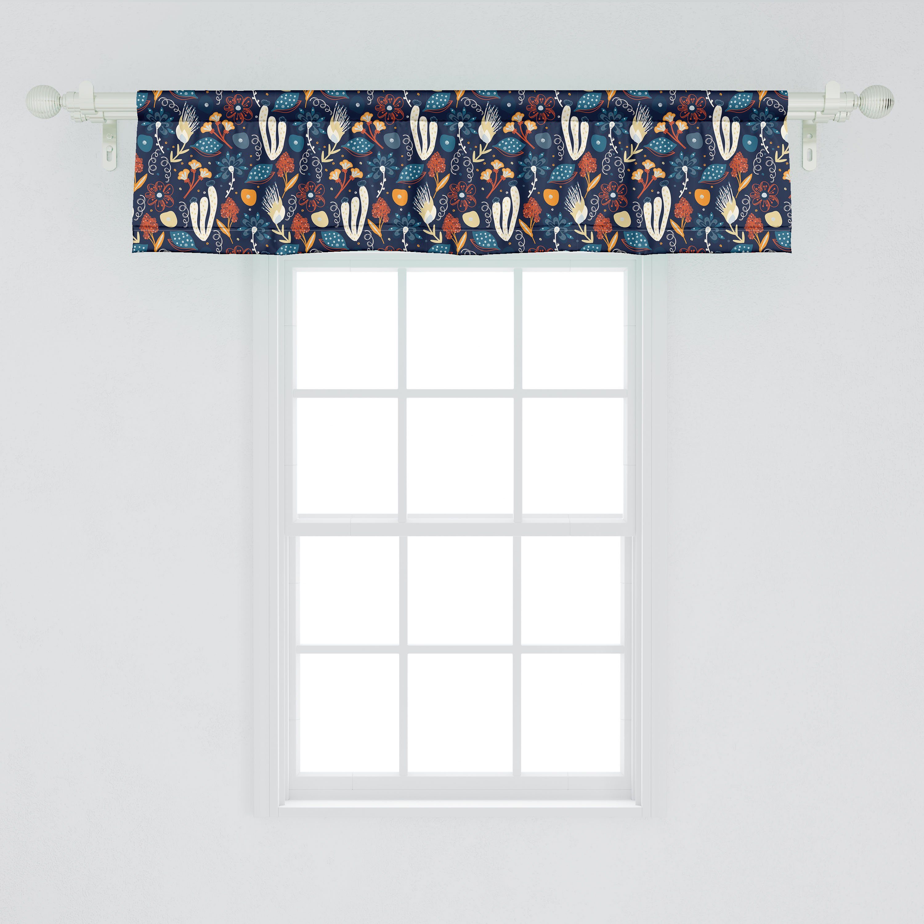 Volant Microfaser, Küche für Scheibengardine Kreative Vorhang mit Abakuhaus, Schlafzimmer Bunte Dekor Blumen Blumen Stangentasche,