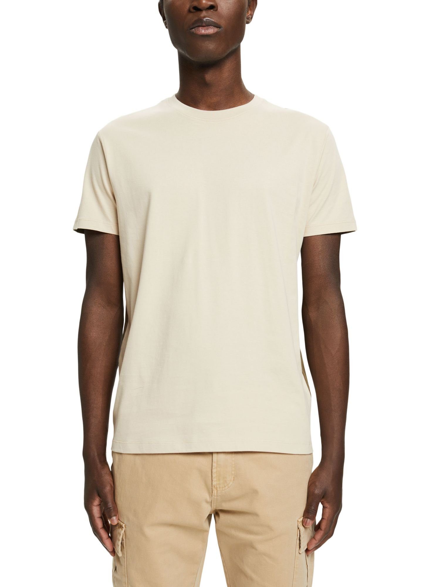 edc by Esprit T-Shirt (1-tlg) aus Baumwolle T-Shirt Zweifarbiges TAUPE LIGHT