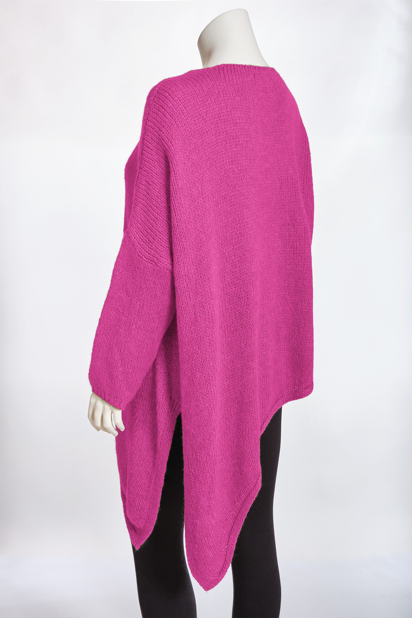 pink Grobstrick-Pullover Strickpullover (1-tlg) V-Ausschnitt Damen Asymmetrischer oversized PEKIVESSA langarm