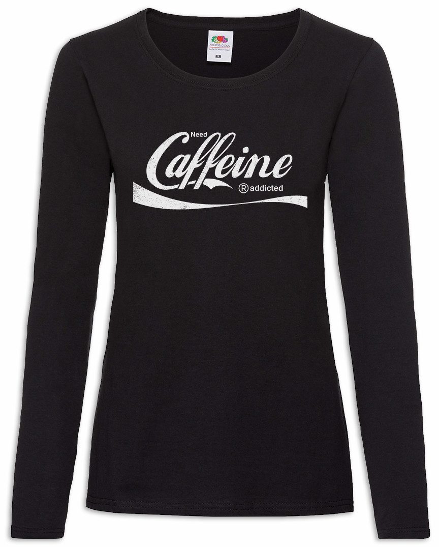 Langarmshirt Need Caffeine Damen Langarmshirt Cola Kola Love Liebe Coffein Koffein