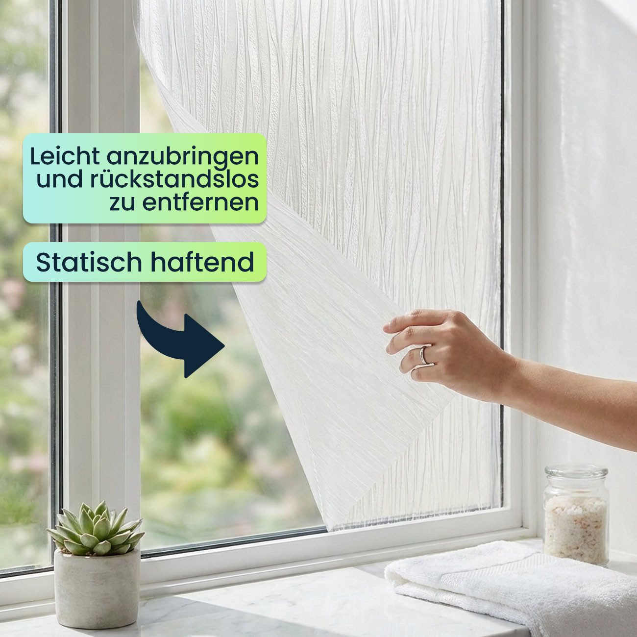 shop'n smile ideoon Sichtschutzfolie 3D Sichtschutzfolie Wellen 45x200cm Fensterfolie UV-Schutz haftend, (1-St), dekoratives Wellendesign/zuschneidbar, abzulösbar/Milchglas-Effekt