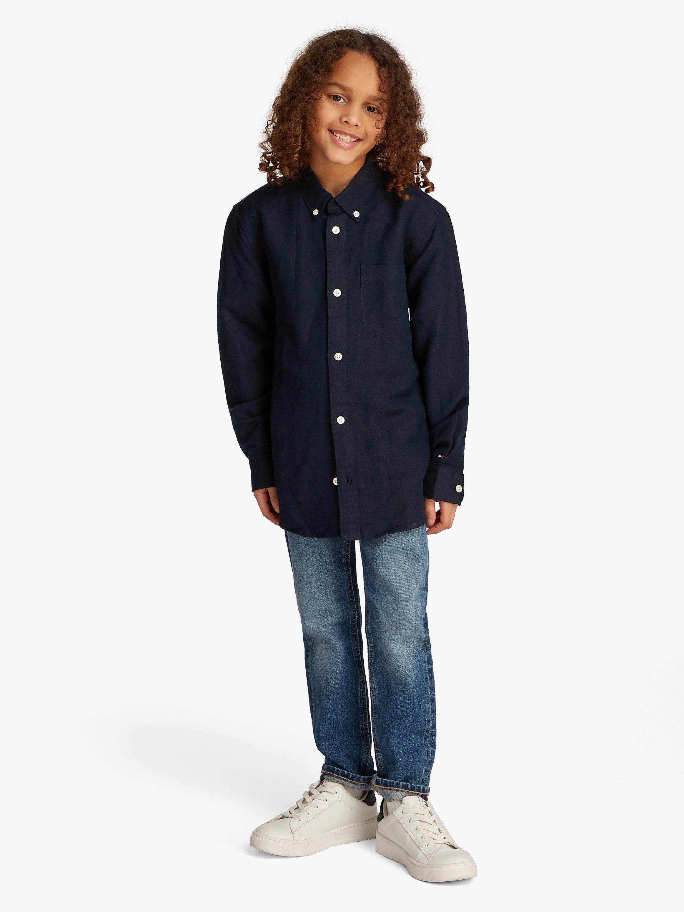 Tommy Hilfiger Langarmhemd LINEN BLEND RELAXED SHIRT LS mit Brusttasche, Logostickerei – Bild 2 von 5