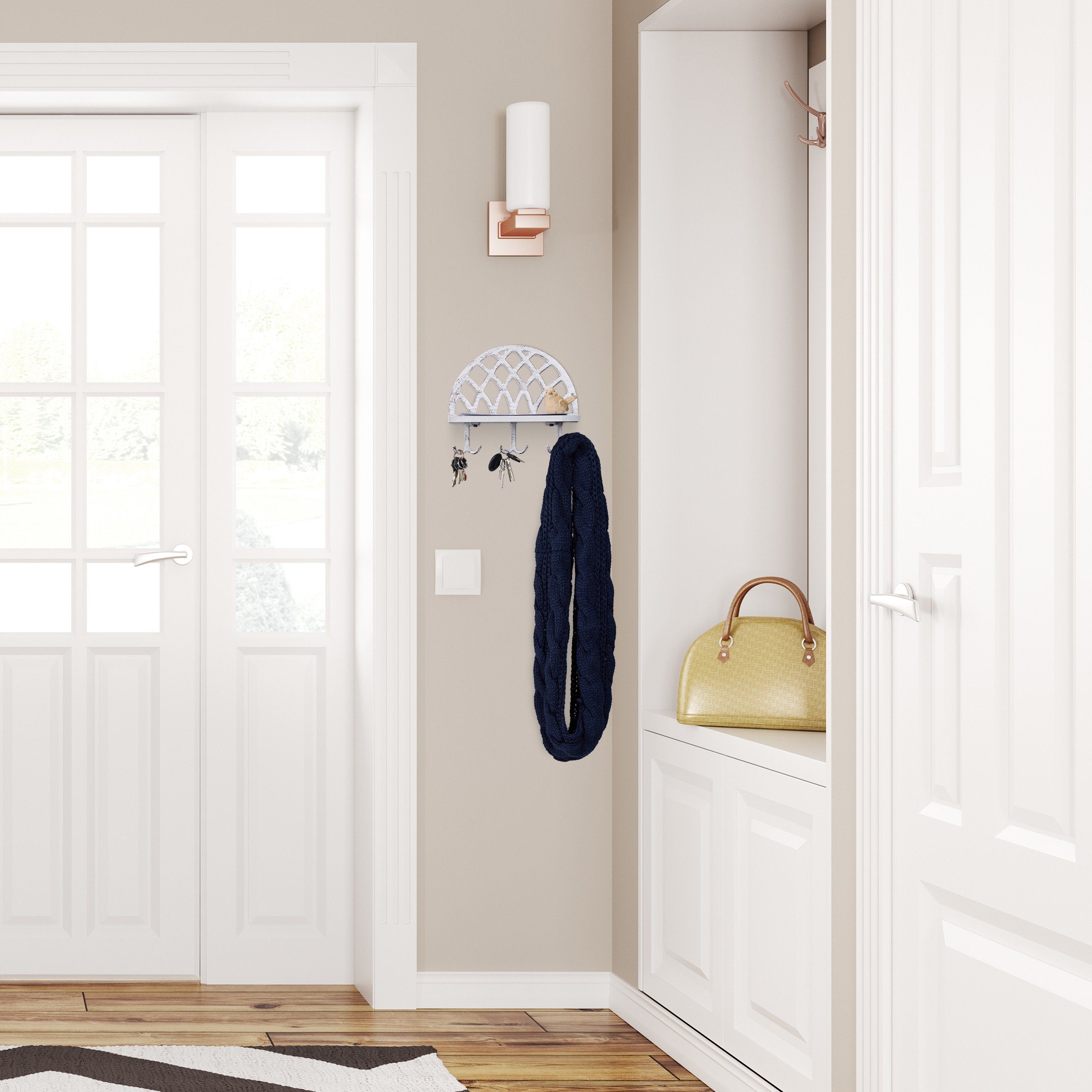 relaxdays Schlüsselbrett mit Ablage, weiß günstig online kaufen