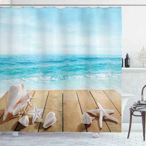 Abakuhaus Duschvorhang Moderner Digitaldruck mit 12 Haken auf Stoff Wasser Resistent Breite 175 cm, Höhe 180 cm, Strand Sonnenschein Malediven Deck