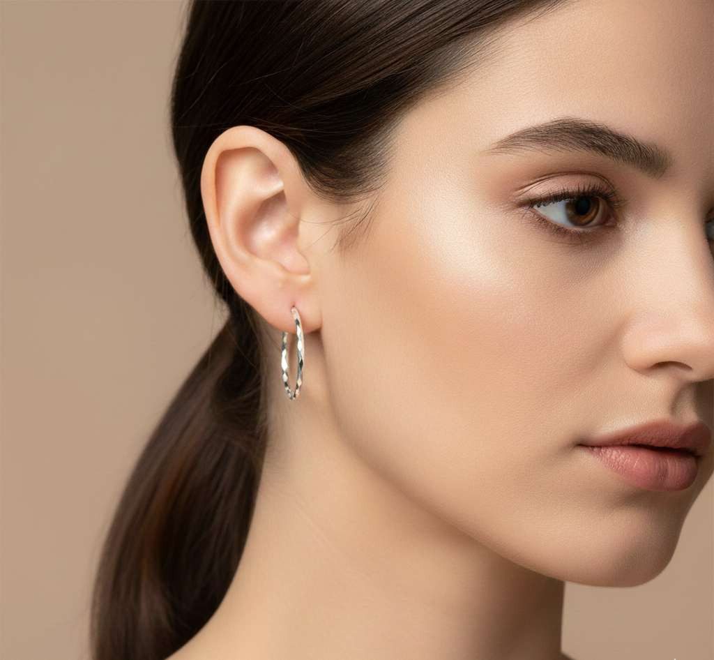 Taffstyle Paar Creolen Elegante Creolen facettiert aus 925 Sterling Silber günstig online kaufen