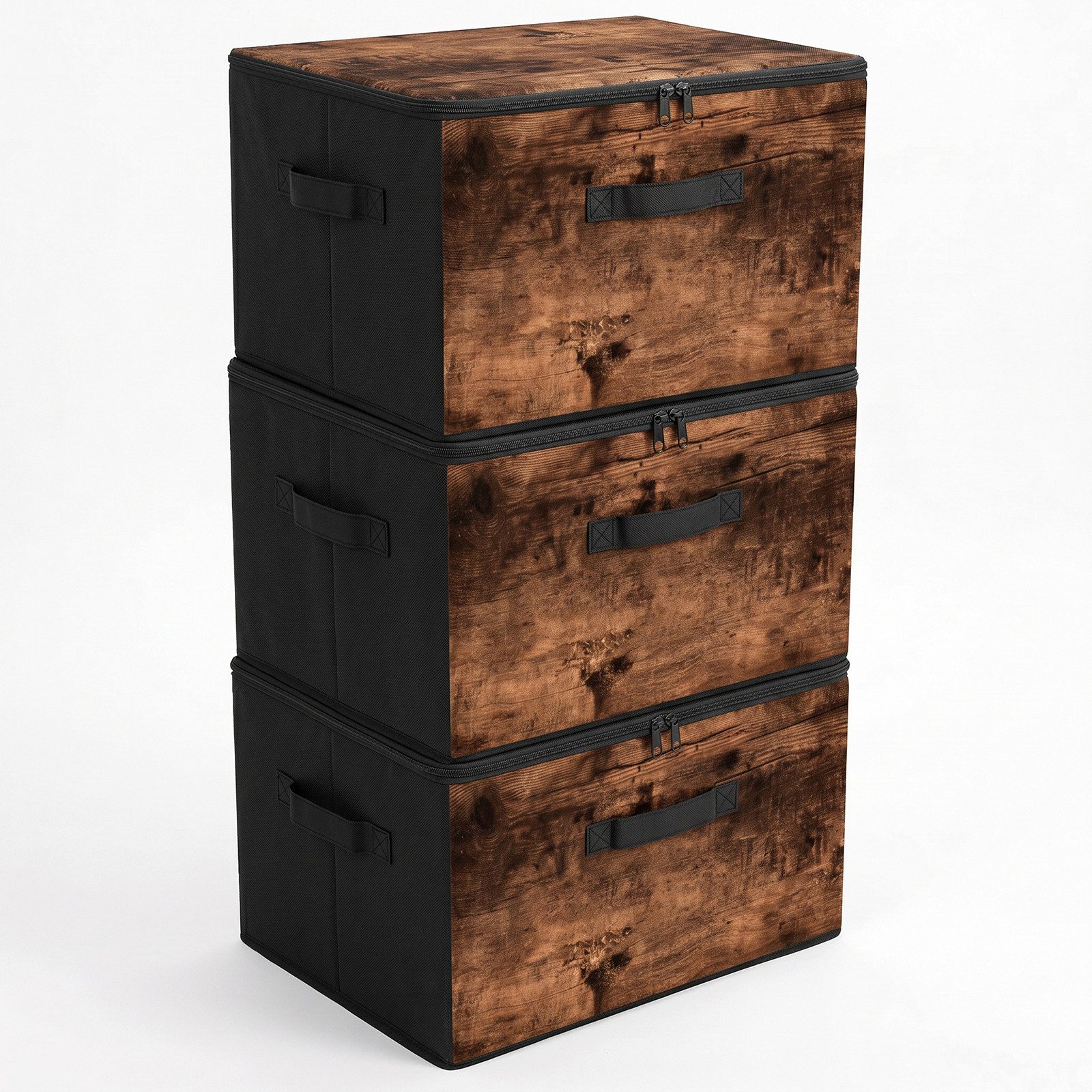 Sekey Aufbewahrungsbox Aufbewahrungsboxen mit Deckel 45L Stapelbar Faltbare Ordnungsboxen (3 St), 3er Set, Organizer Kleidung Vliesstoff Boxen für Schrank Regal