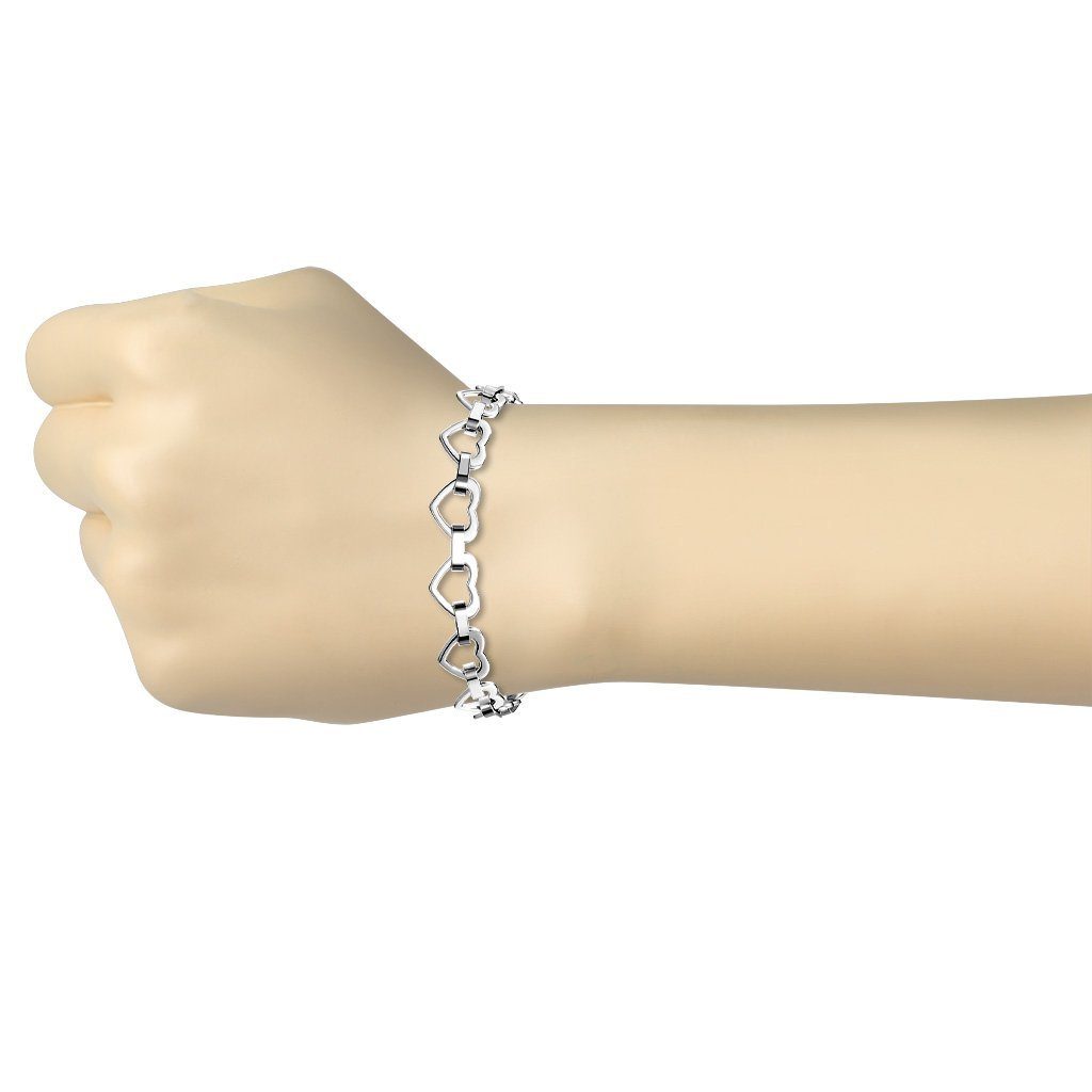 BUNGSA Armband Armband Herzen verbunden Armschmuck Silber Edelstahl Bracelet aus Damen Armband, (1 1-tlg)