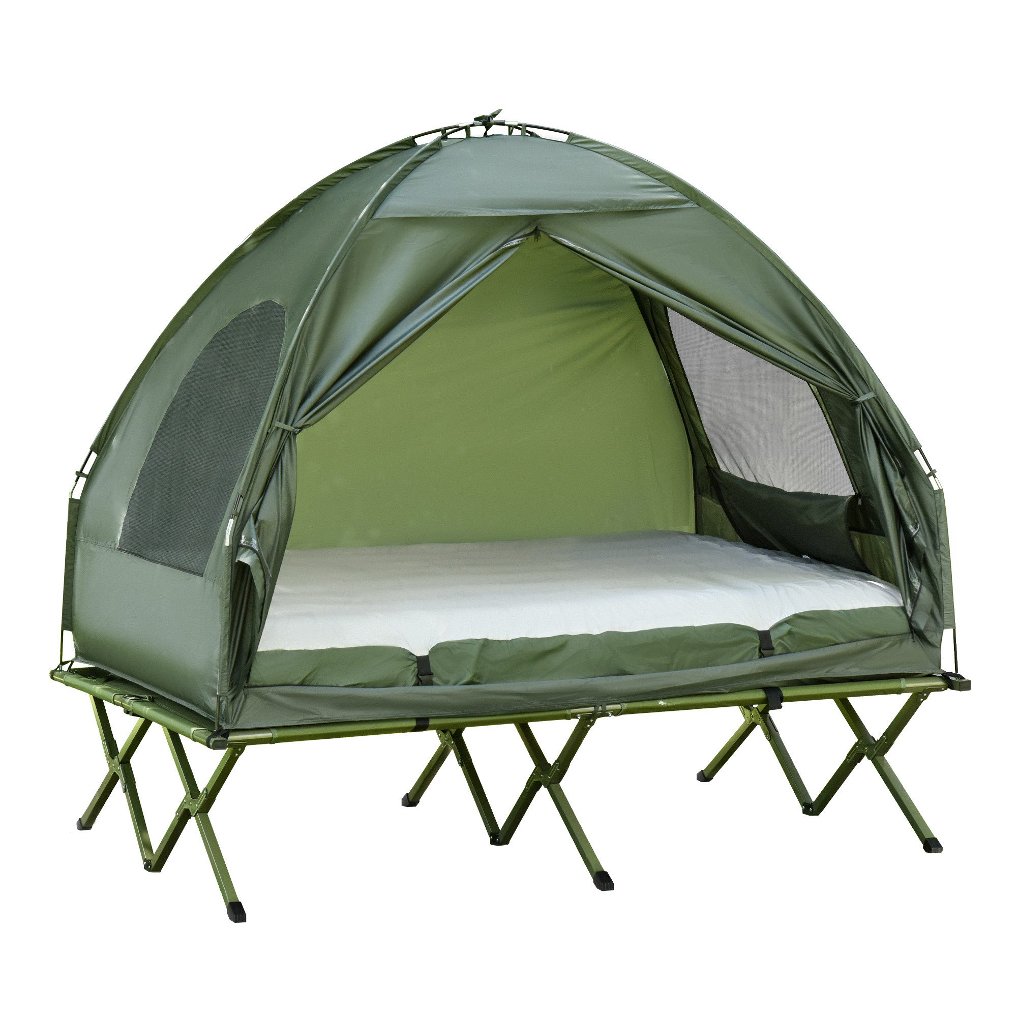Gruppenzelt Feldbett Zelt Set Doppel 193x145x180 cm Grün
