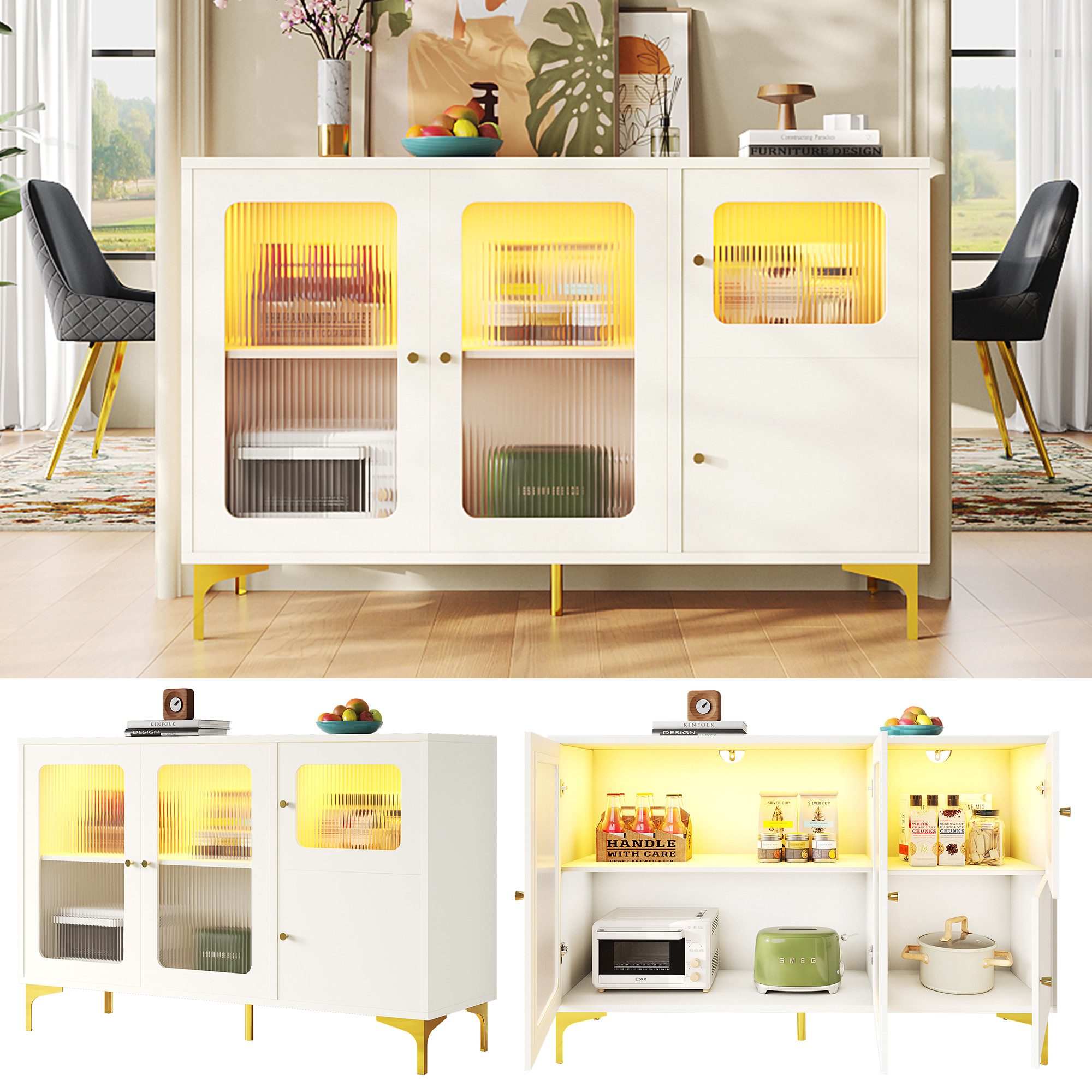 HAUSS SPOLE Sideboard mit Glastür, Umgebungslicht, günstig online kaufen