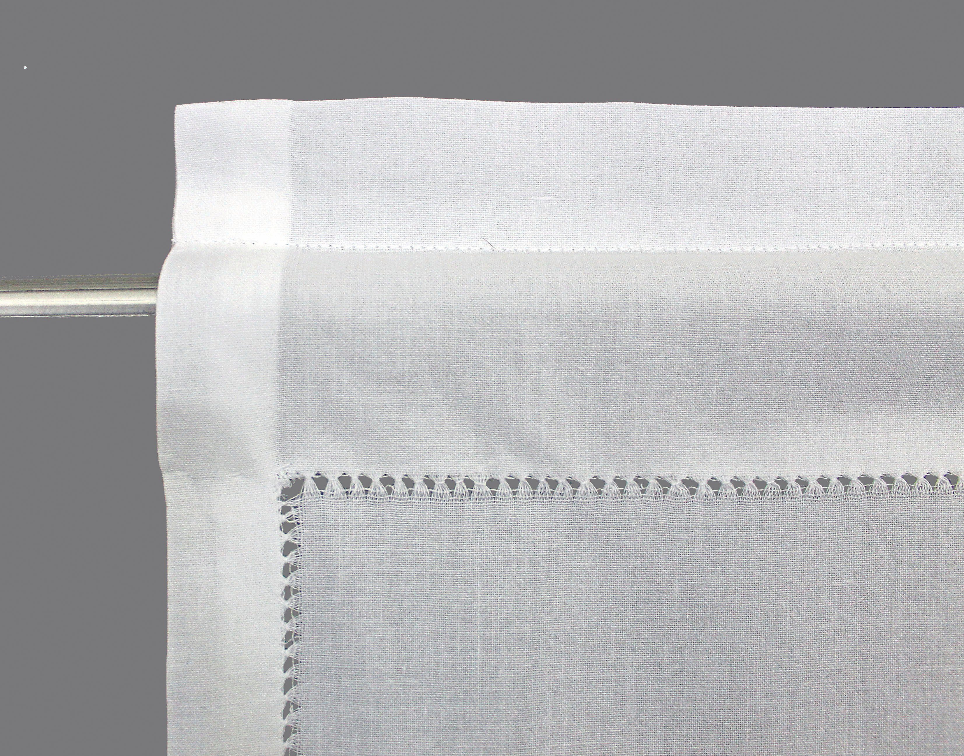 HOSSNER - ART OF HOME DECO Gardine Wildspitze (1 St), Stangendurchzug, halbtransparent, m. Häkelspitze aus ECHTER HANDARBEIT