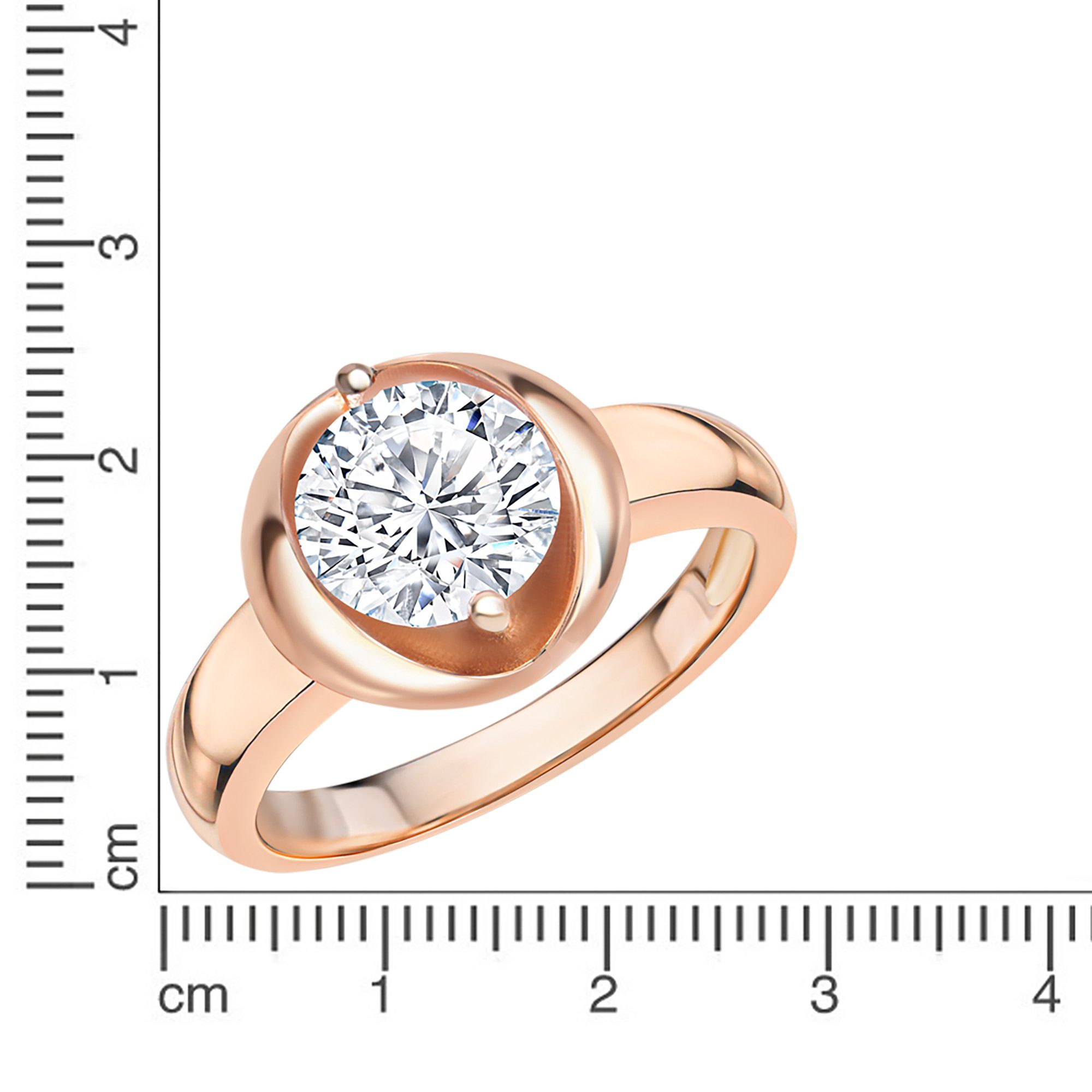Zeeme Fingerring Silber 925 rosé-vergoldet mit weiße Zirkonia-Stein 8mm günstig online kaufen