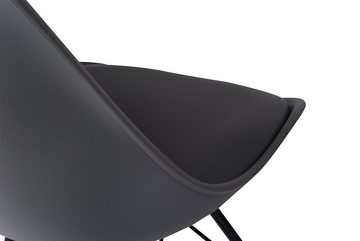 Junado® Schalenstuhl Lekues, mit integriertem Sitzkissen in Lederoptik in grau