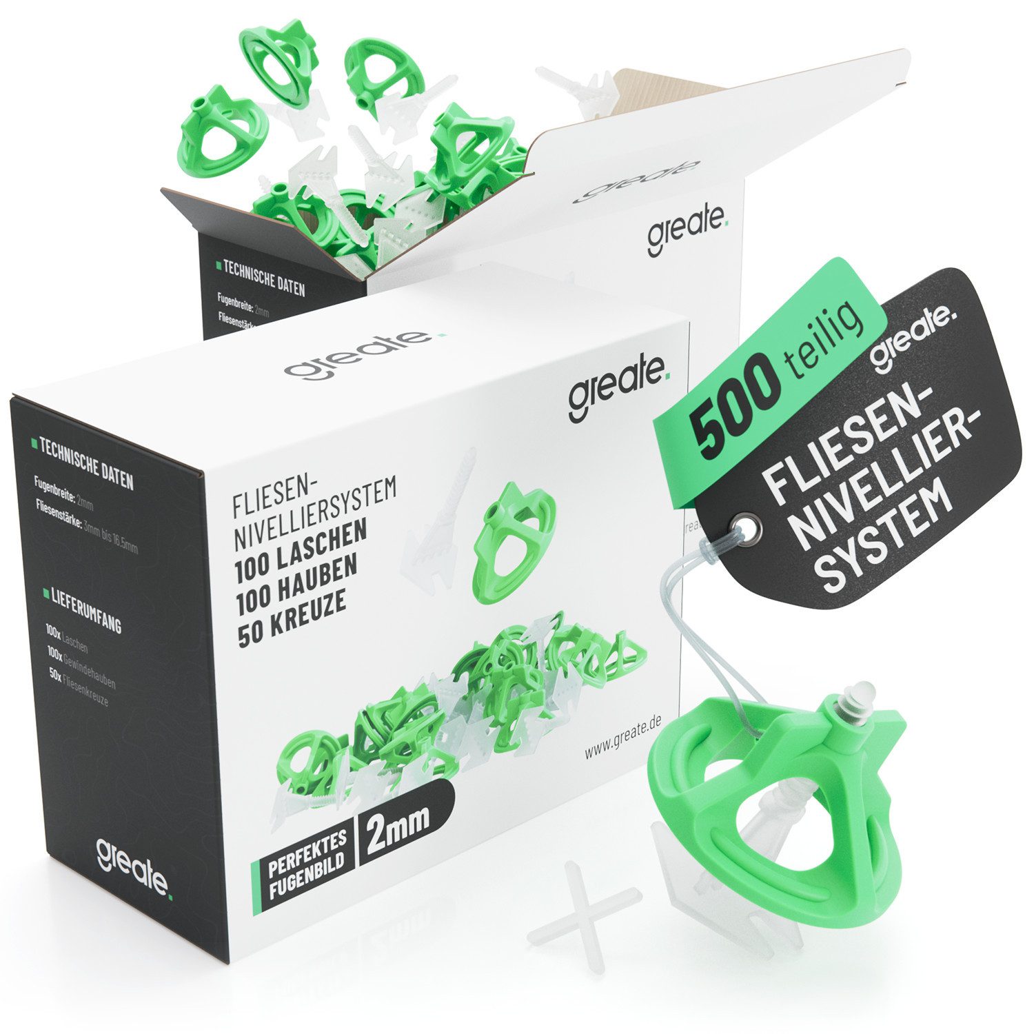 greate. Nivelliersystem 500-teiliges Fliesen Nivelliersystem 2mm - Fliesenv günstig online kaufen