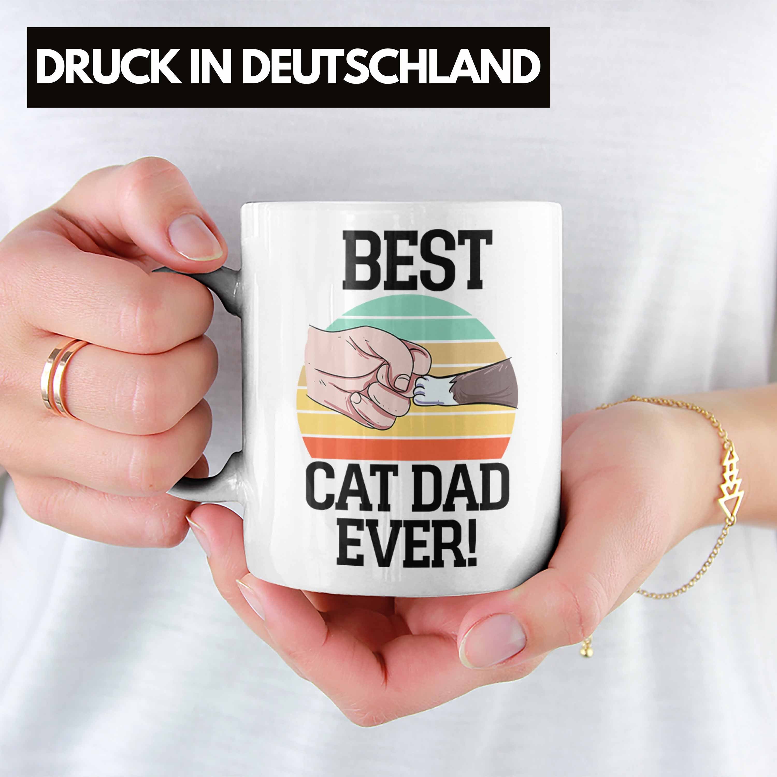 Geschenkidee Katzenmotiv Cat Tasse Tasse Katzen-Papa für Dad Ever Trendation Best Weiss
