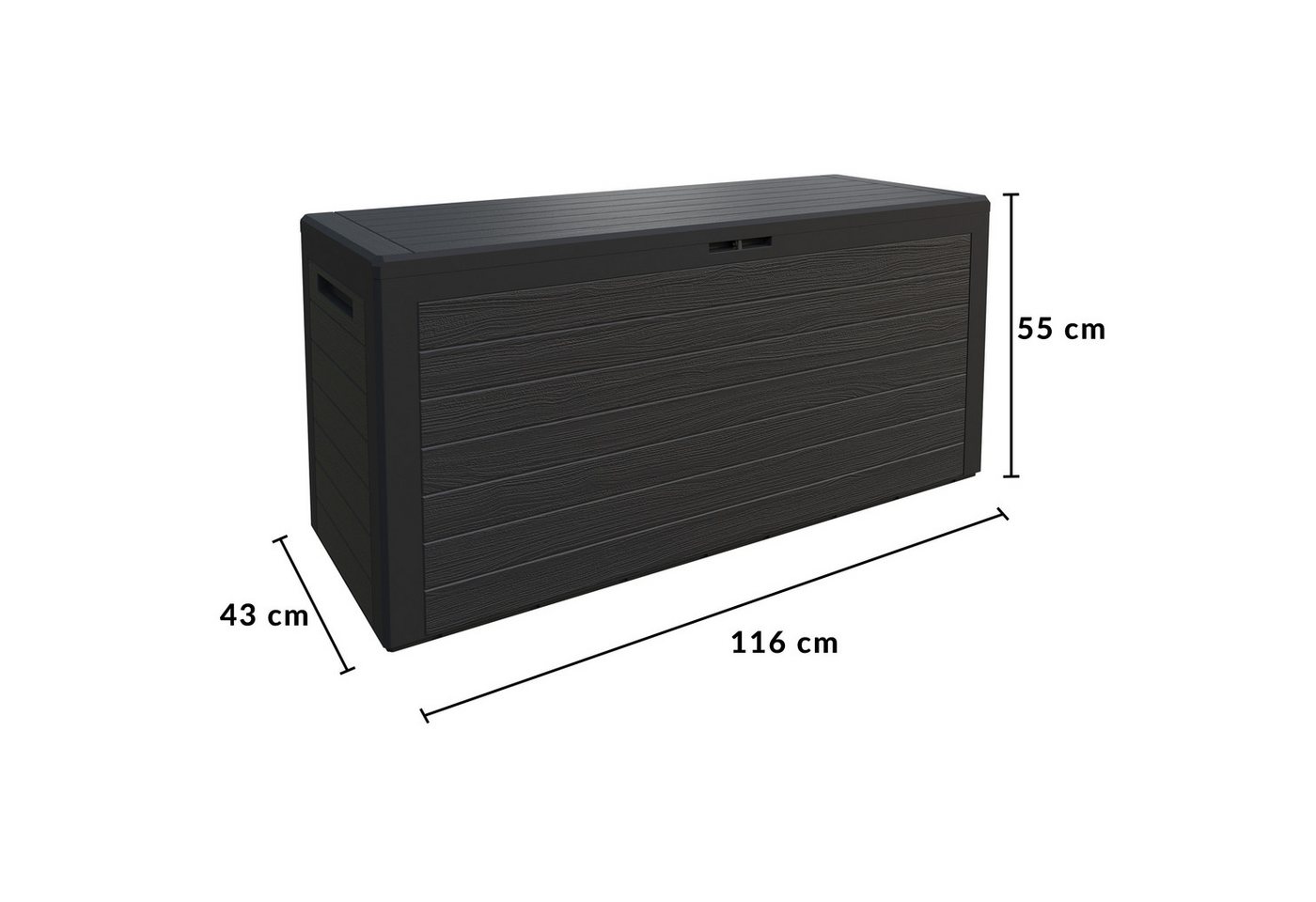 Thumbnail - Casaria Auflagenbox, 280L UV-stabil Griffmulden Verschließbar Balkon Holz-Optik Anthrazit