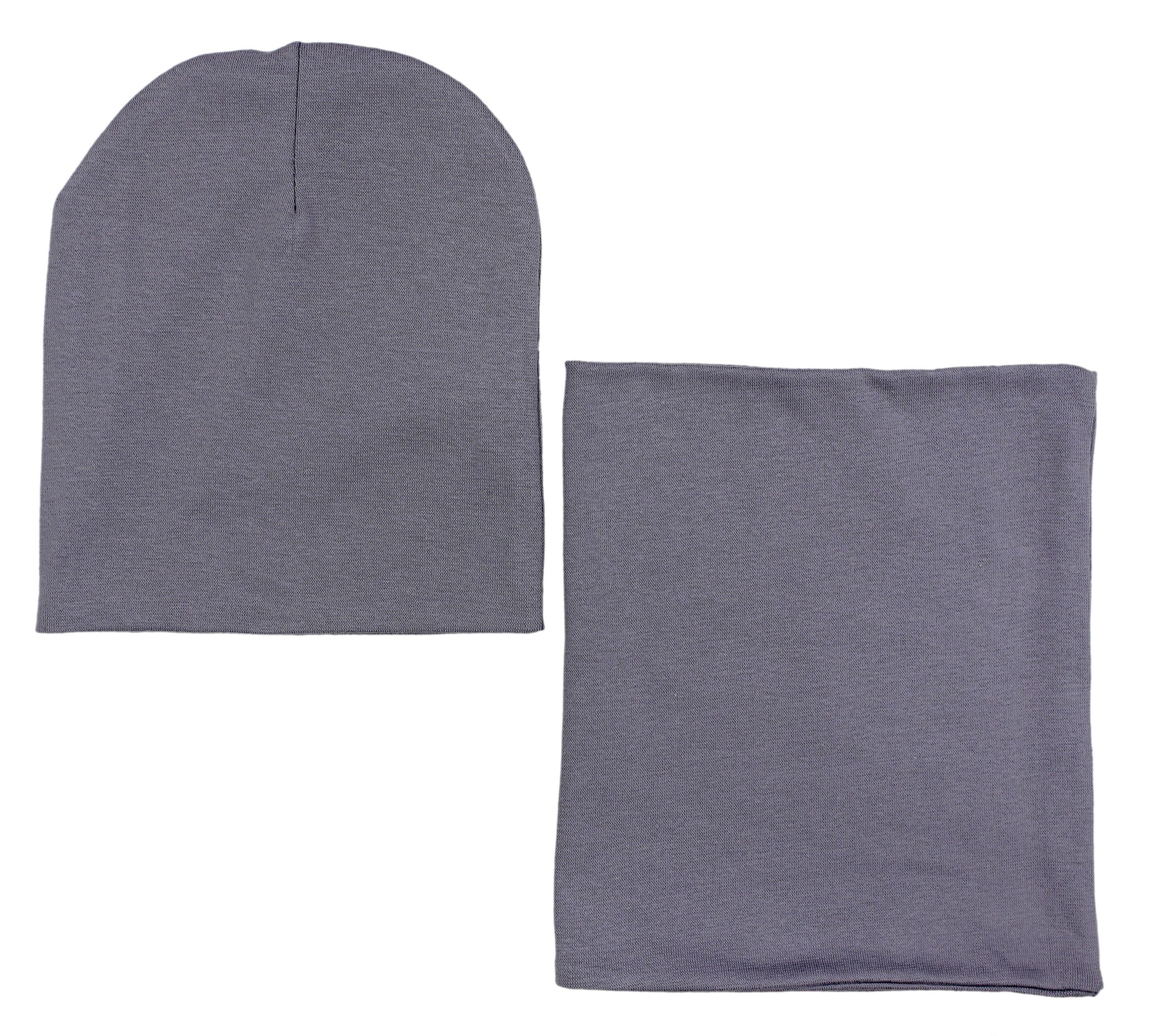 TupTam Beanie Kinder Beanie Mütze Schlauchschal Set aus Jersey und Rippstoff