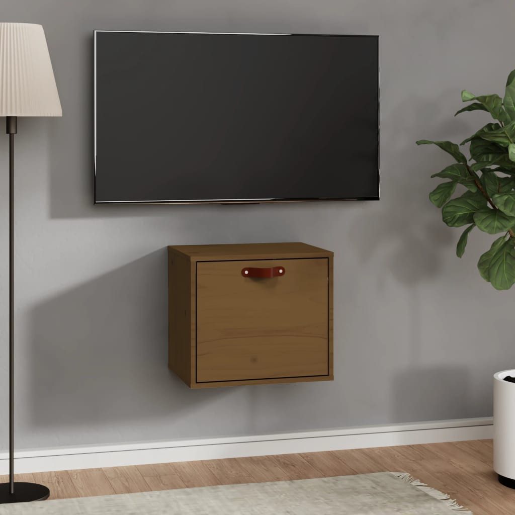 furnicato Wandhängeschrank Hängeschrank aus massivem Kiefernholz 40x30x35 cm Honigbraun, 1-tlg., Wandschrank mit flexibler Türöffnung und viel Stauraum für Zuhause