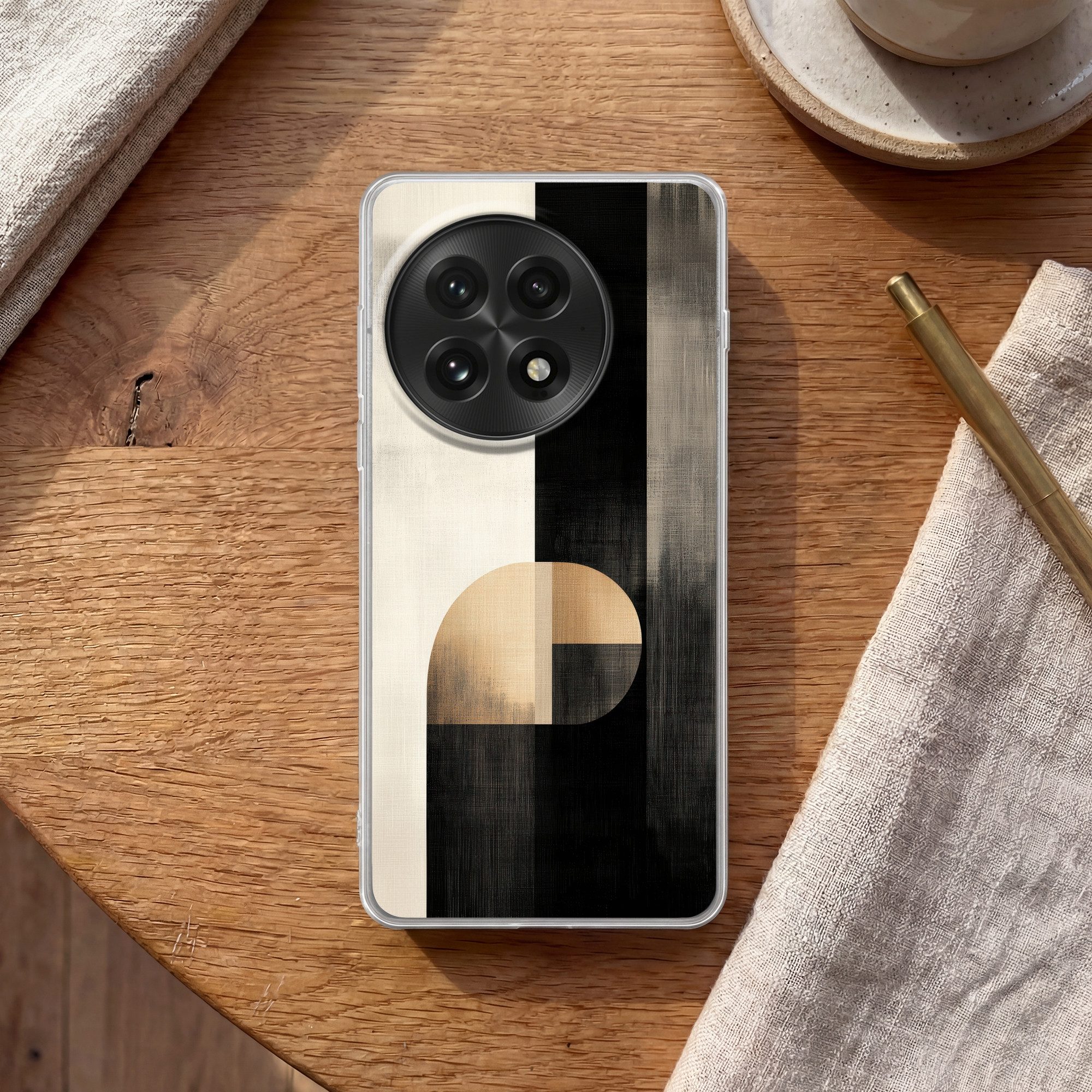 MuchoWow Handyhülle für OnePlus 13 Formen - Modern - Schwarz, Phone Case, Silikon, Schutzhülle Dünn