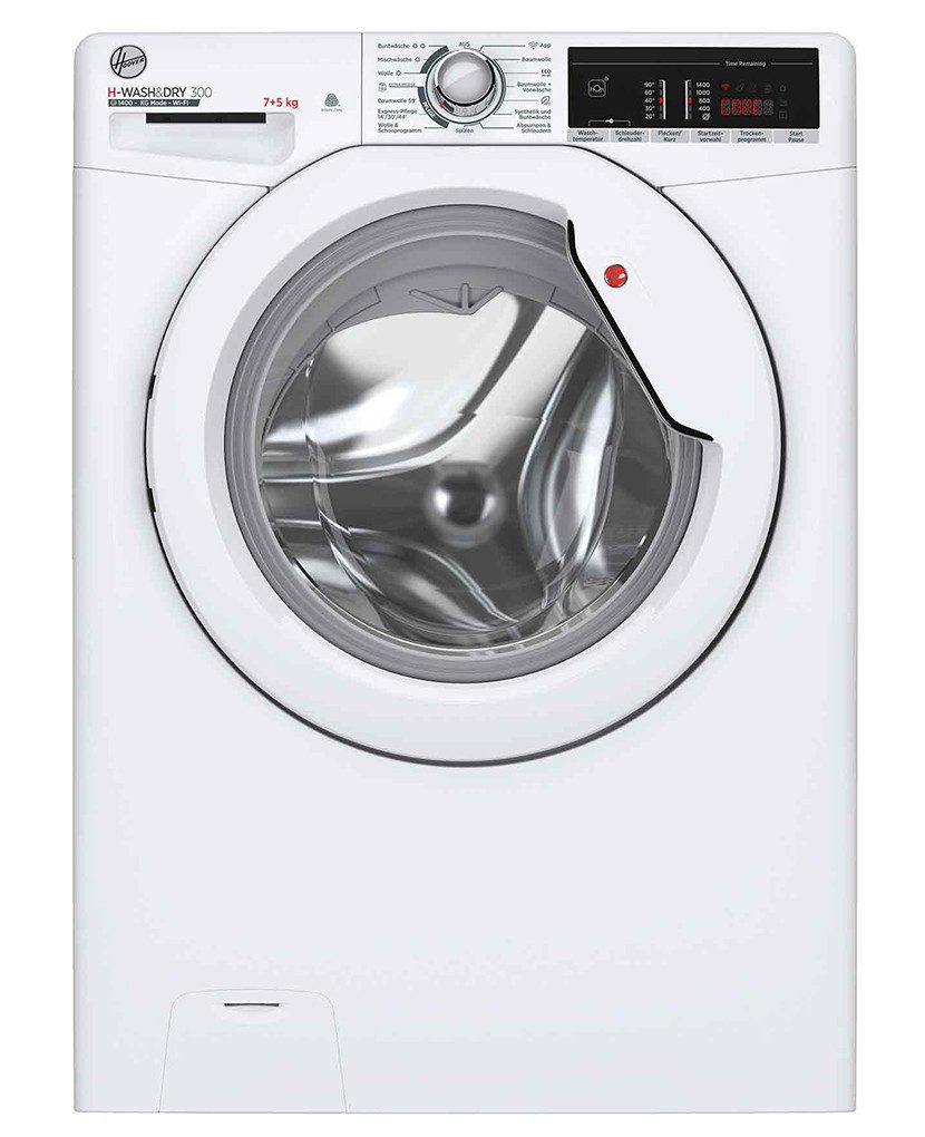 Hoover Waschtrockner H3DO4755T2/1-84, 7 kg, 5 kg, 1400 U/min, Wi-Fi und Bluetooth, 16 + 6 Programme, Woolmark, Startzeitvorwahl