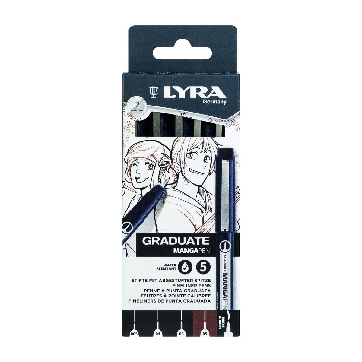 LYRA Künstlerstift LYRA Stifte mit abgestufter Spitze Graduate Manga Pen 5 Stück