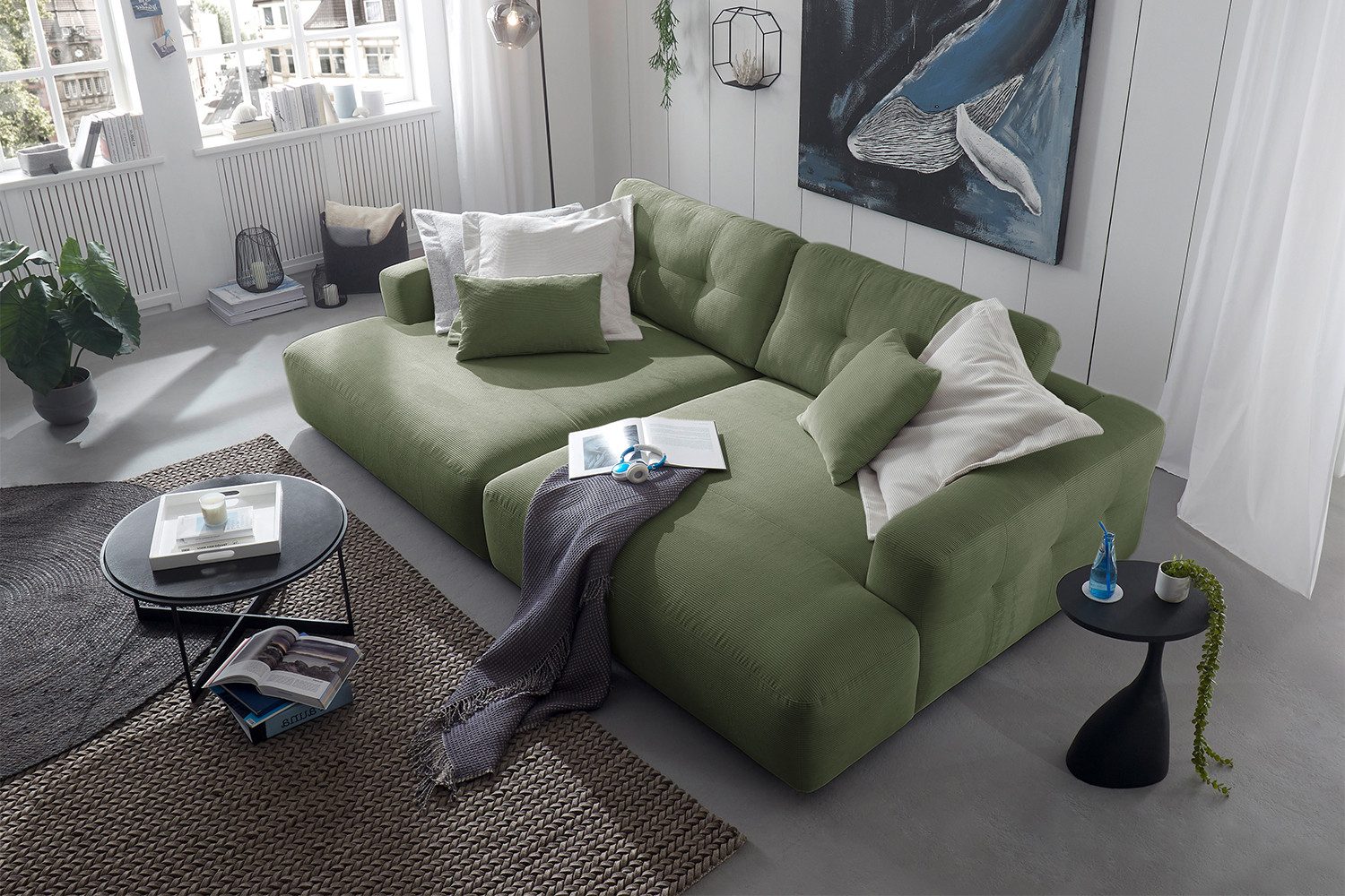 KAWOLA Big-Sofa MIKA, Couch Feincord verschiedene Farben 300x167 cm