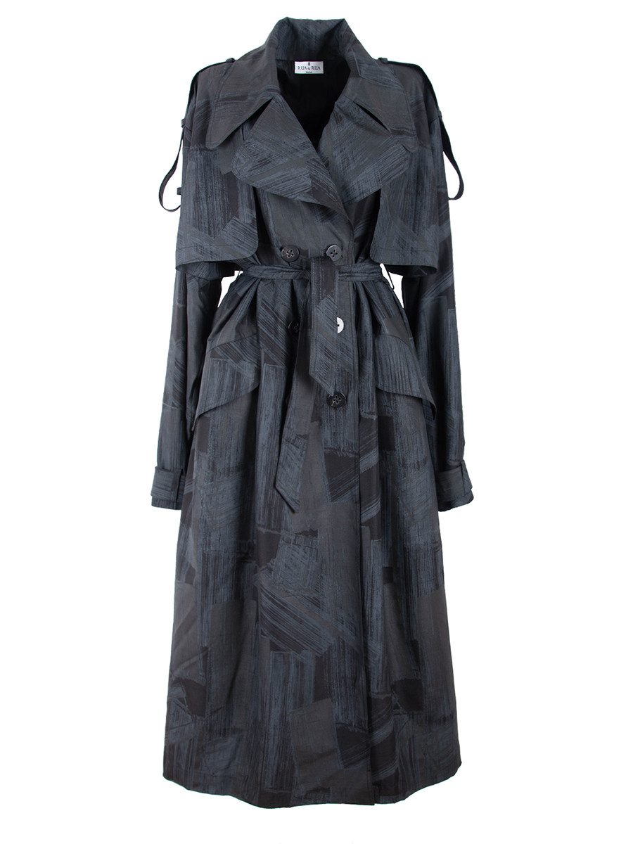RUA & RUA Trenchcoat Oversize Mantel aus Seide In Schwarz