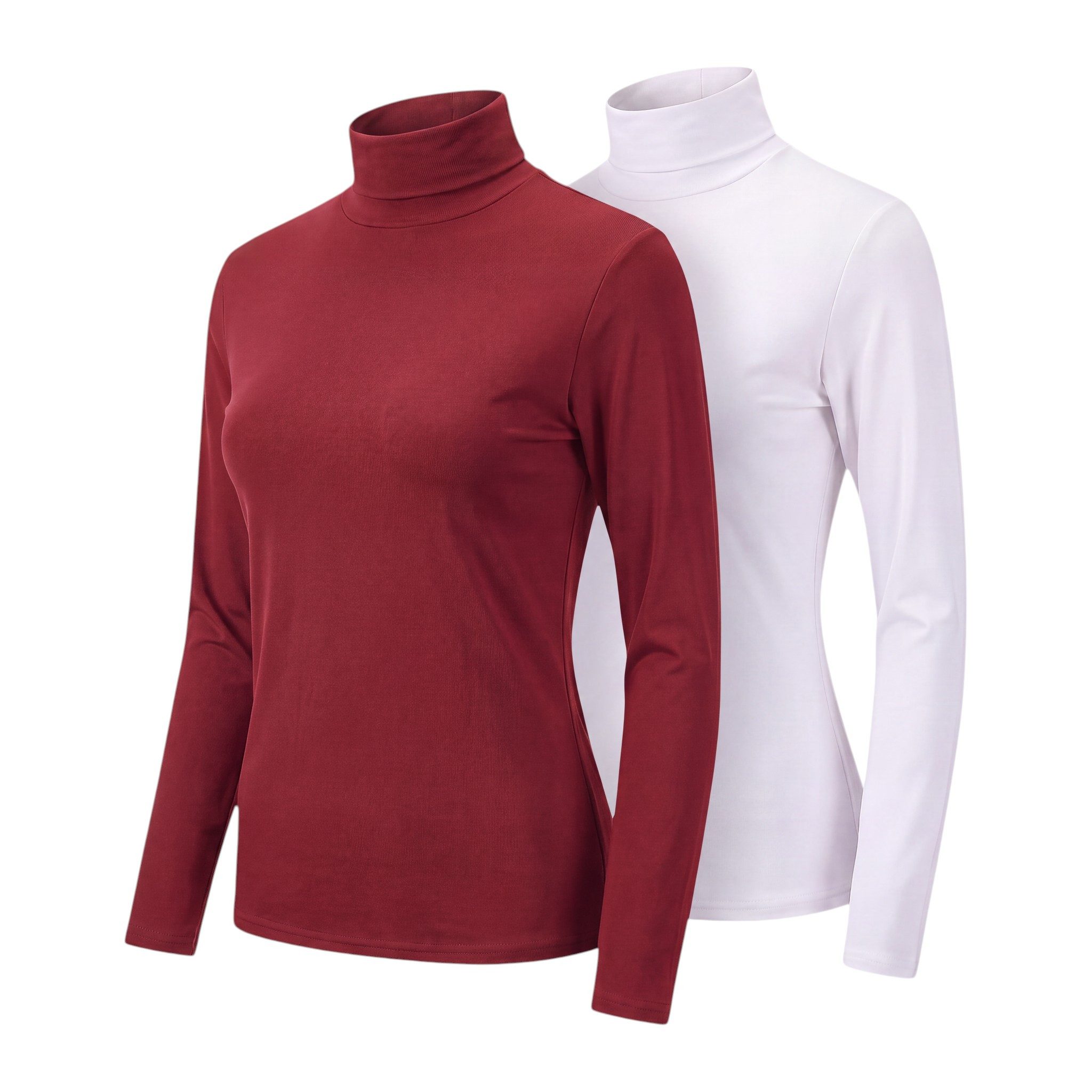 Aurela Damenmode Thermohemd Langarmshirt Rolli Damen 2er Set leicht angerauter Thermopullover 2er Set, in Unifarben