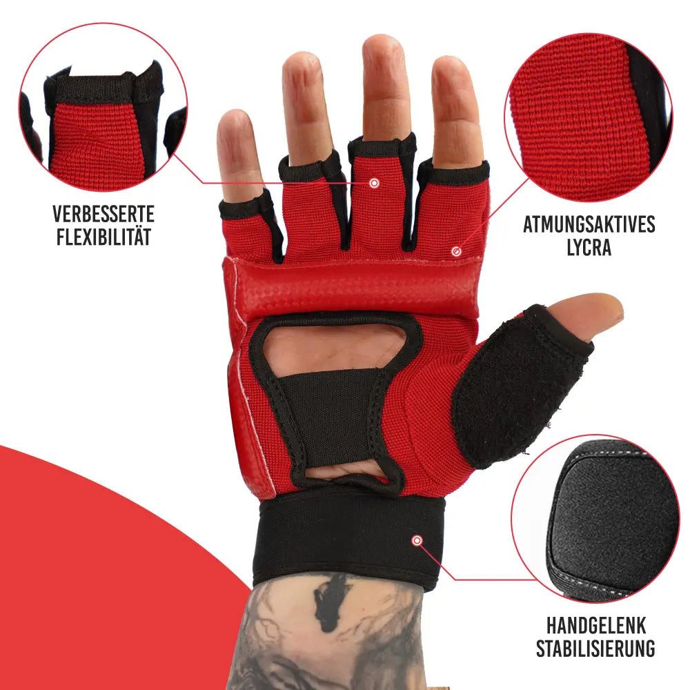Sport-Knight® MMA-Handschuhe MMA Boxhandschuhe gepolstert mit langer Bandage & Klettverschluss – Bild 3 von 5
