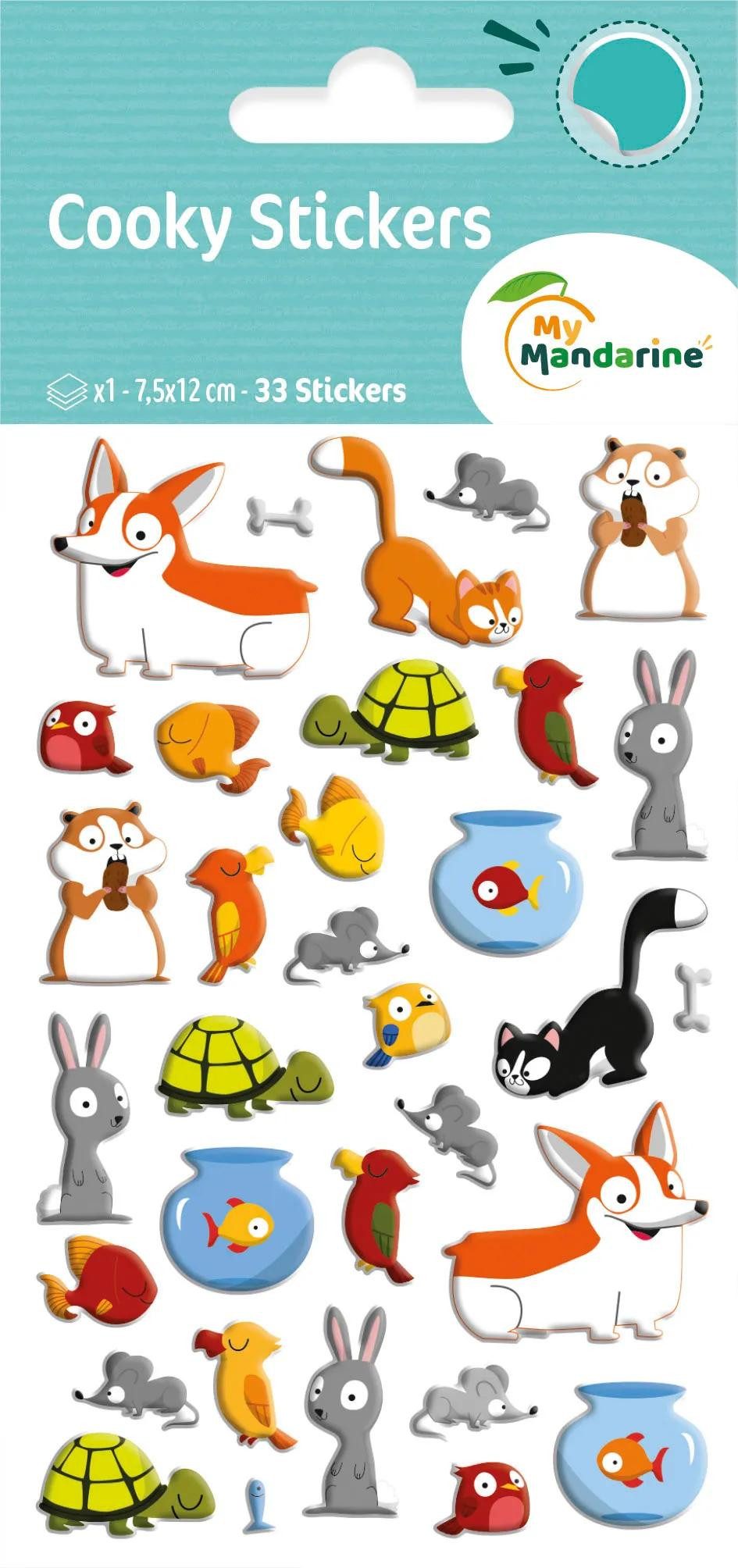 maildor Sticker 10x Cooky, 1 Stickerbogen 7,5x12cm, Haustiere - Mehrfarbig CY130C, 3D-Sticker