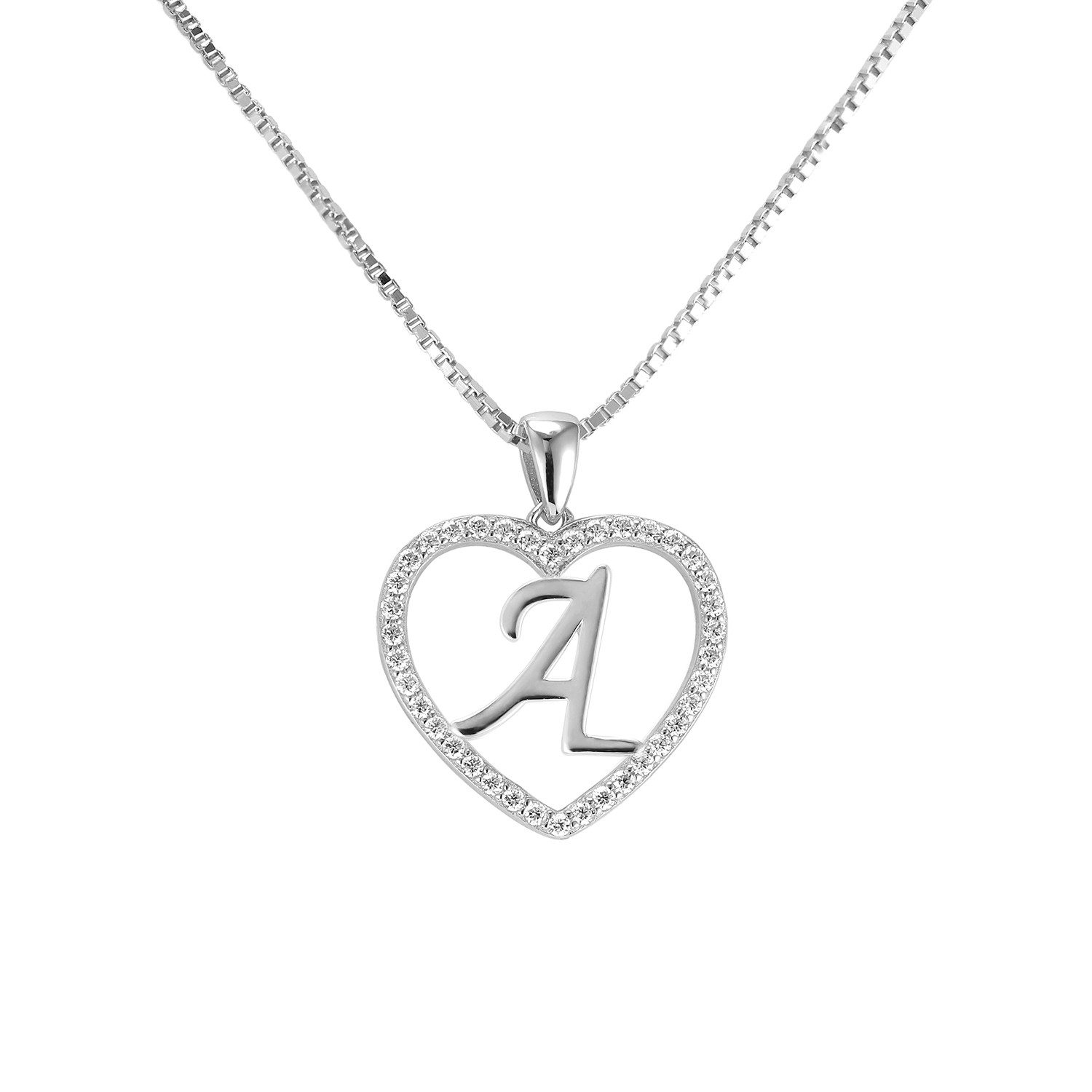 PAVELS Kette mit Anhänger Buchstabenkette Silber, Damen Halskette passend zu Kleid, Shirt, Jeans, Sneaker.