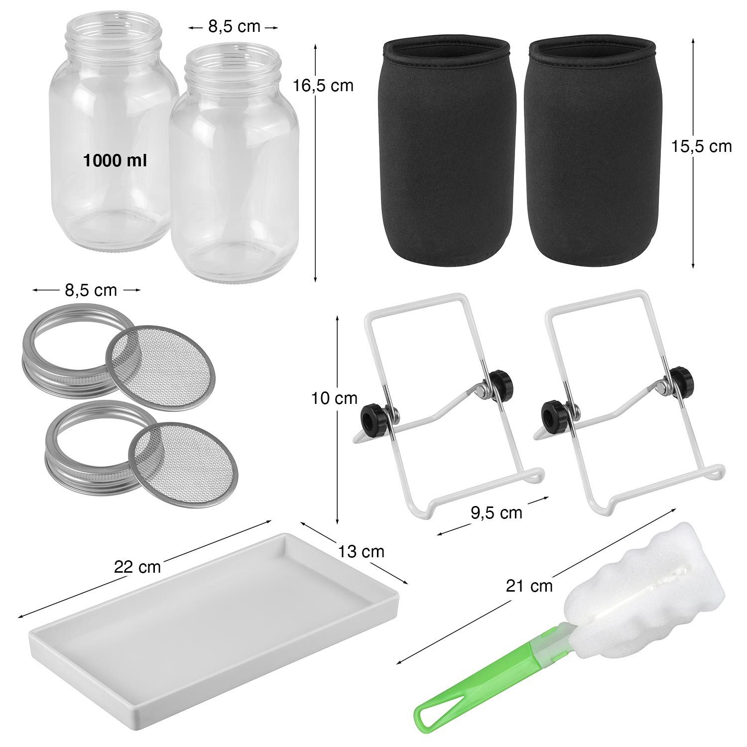 Thumbnail - yayago Anzuchttopf Sprossenglas Keimglas 2er Set 1000ml Anzuchtset für Sprossen Keimlinge