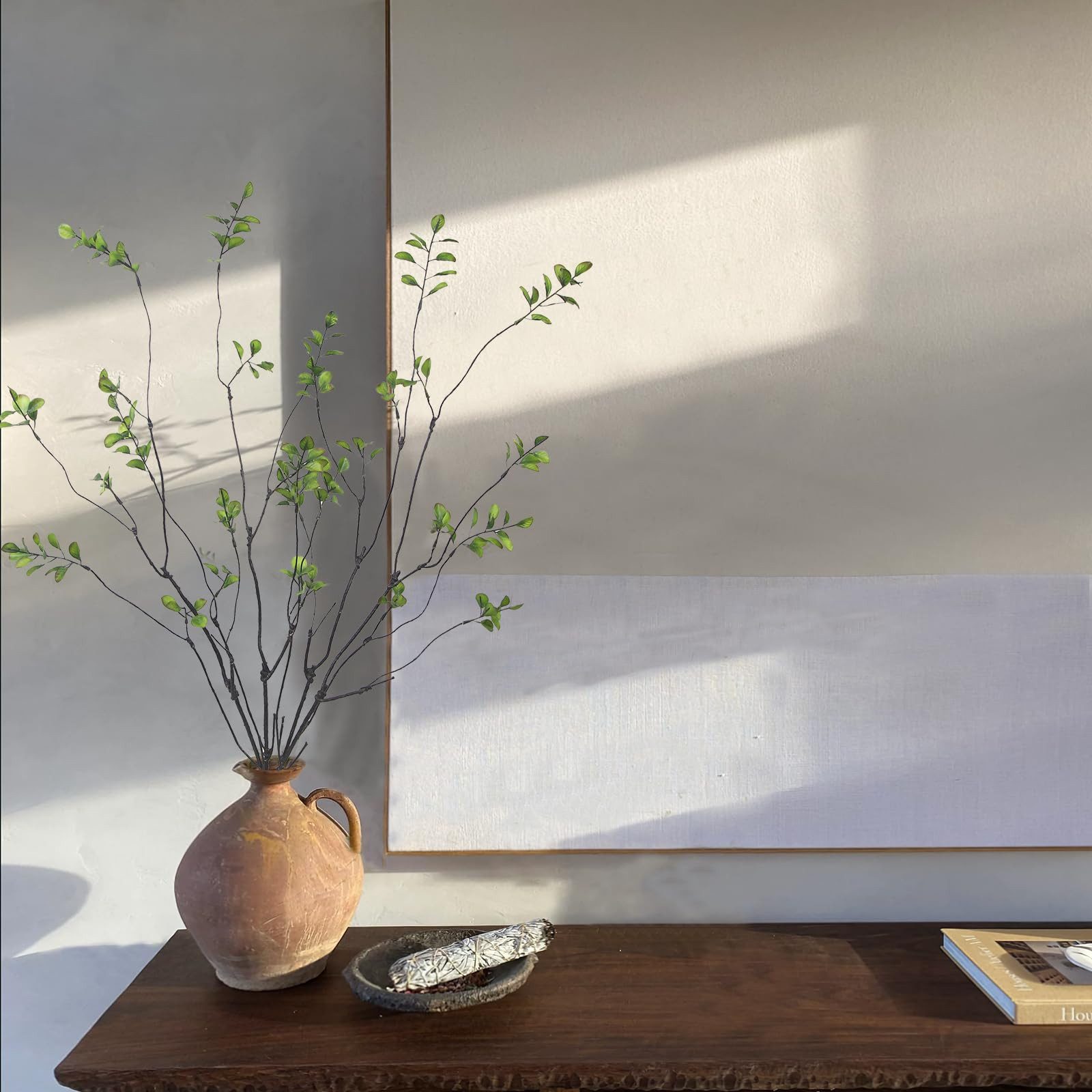 Kunstzweig Künstliche Zweige 4er Set 97 cm grüne Deko Äste für Vase Wohnzimmer, FOUORTUNATE-BEE, Deko Zweige künstlich 97 cm 4 Stück für Vase Tisch Büro Hochzeit Party