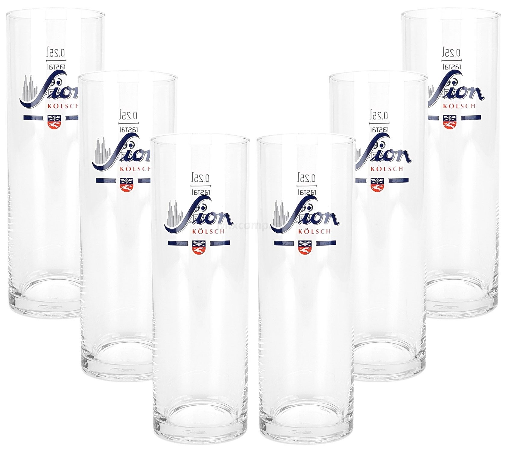 Bierglas Sion Kölsch Stange Bierglas Glas Gläser Set - 6x Kölschstangen 0,2