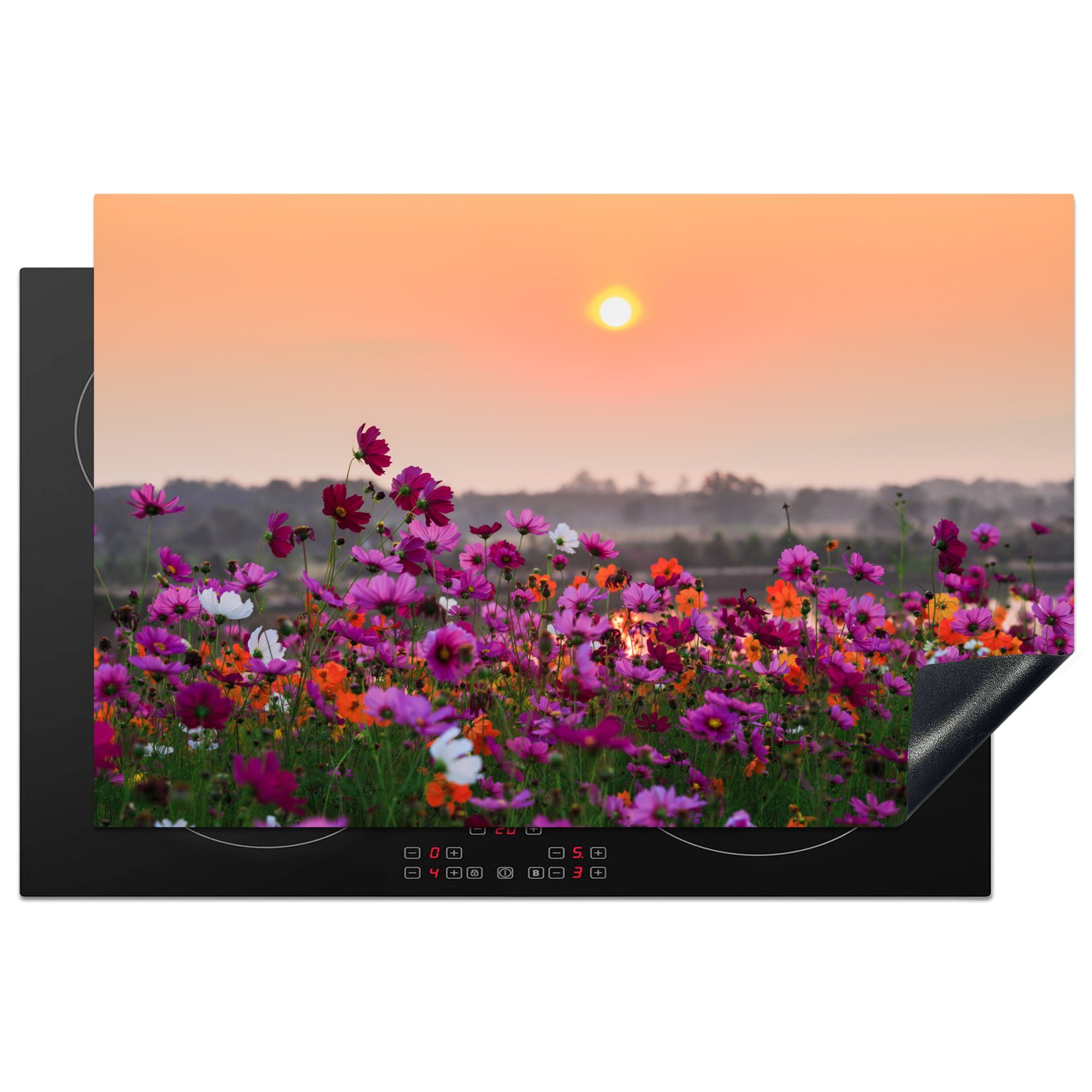 MuchoWow Herdblende-/Abdeckplatte Blumen - Herbst - Sonne, Vinyl, (1 tlg), 81x52 cm, Induktionskochfeld Schutz für die küche, Ceranfeldabdeckung