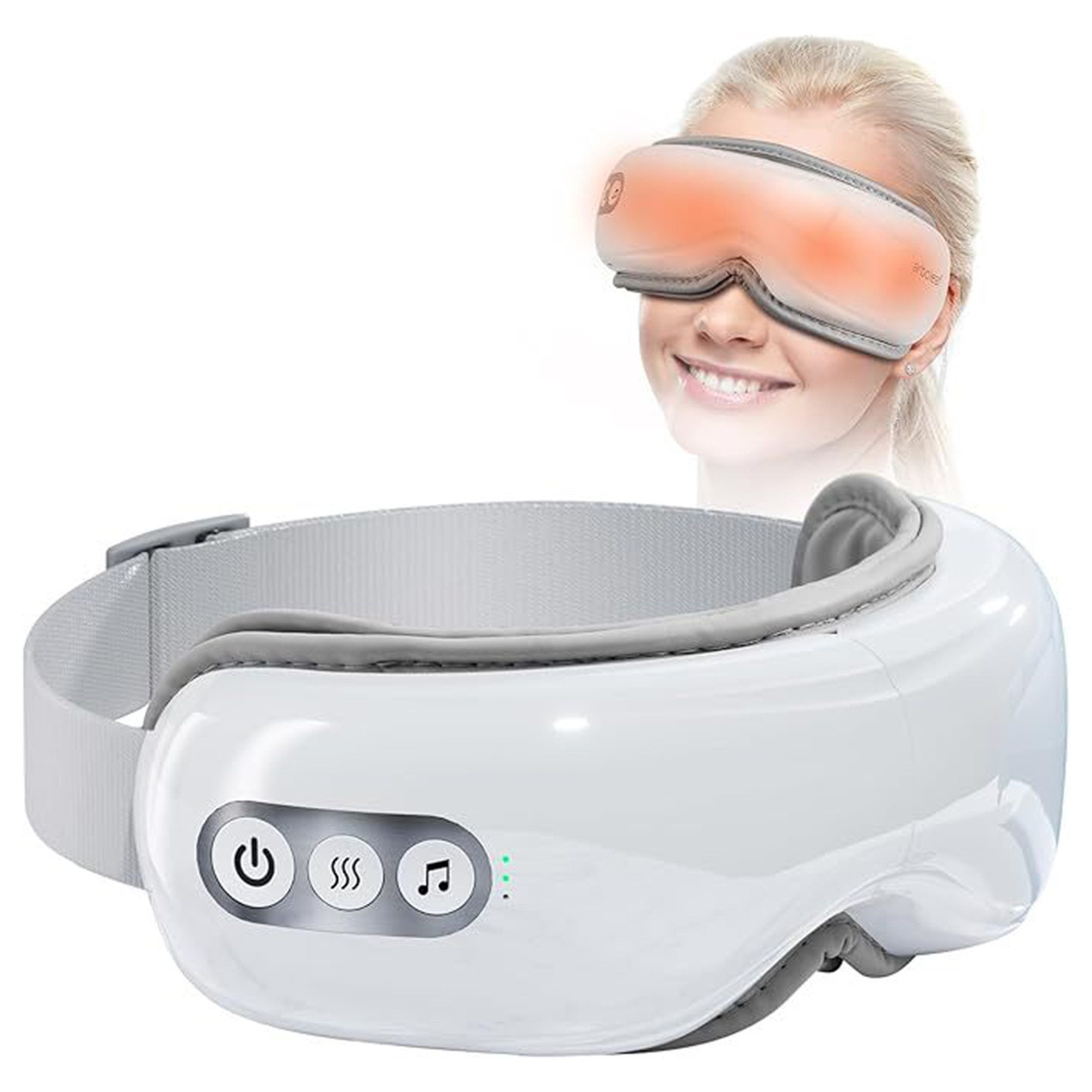 KINSI Massagegerät Smart Augenmassagegerät mit Doppel-Luftkammern,5 Massageprogramme, Wärmefunktion, Vibration & Bluetooth Musik
