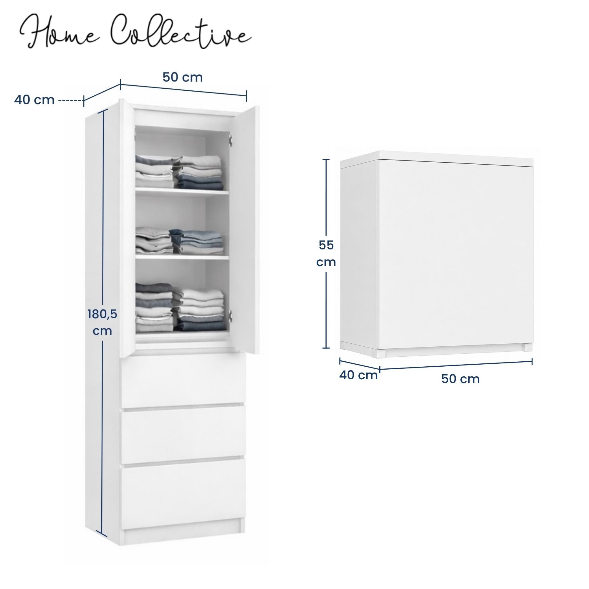 Home Collective Kleiderschrank Garderobenschrank Mehrzweckschrank Schrank platzsparend & vielseitig (50x40x180,5 cm (BxTxH), ideal für Schlafzimmer Flur & Arbei – Bild 2 von 5
