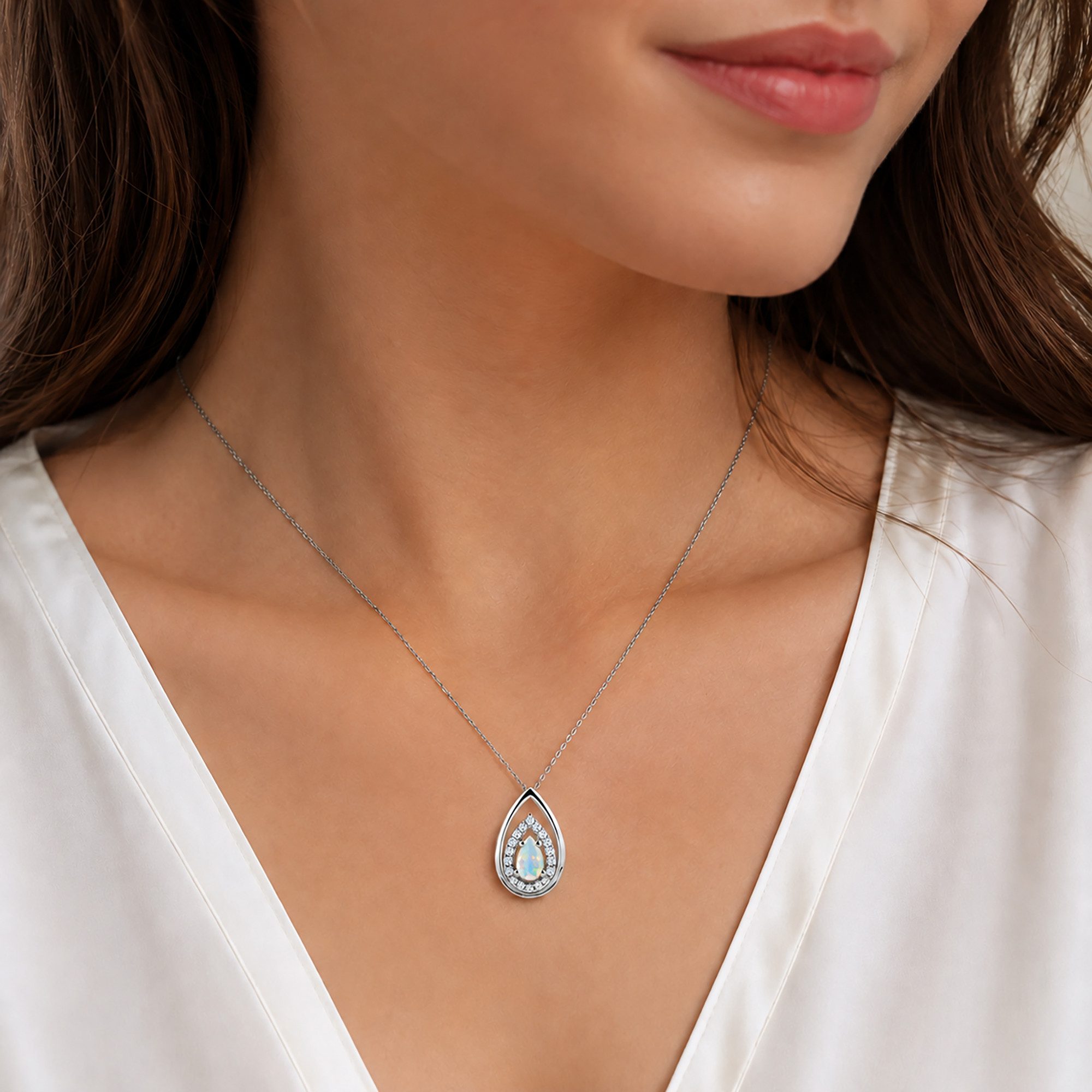 Limana Kette mit Anhänger dezenter Edelstein Schmuck Damen 925 Silber Halskette Geschenk (Frau Freundin Mama, Silberkette inkl. Dose und Tasche), Weihnachten Ge – Bild 3 von 5