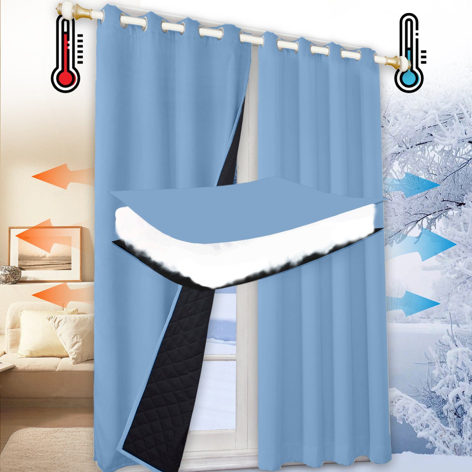 [Toller Preis, solange der Vorrat reicht] Türvorhang Trennwandvorhang 1 Panels Blickdicht Größen,7 1 Blau 132x160cm/132x213cm/132x244cm,Polyester Stück, BTTO, Farben, 3 BxH: Gardinen,Ösen