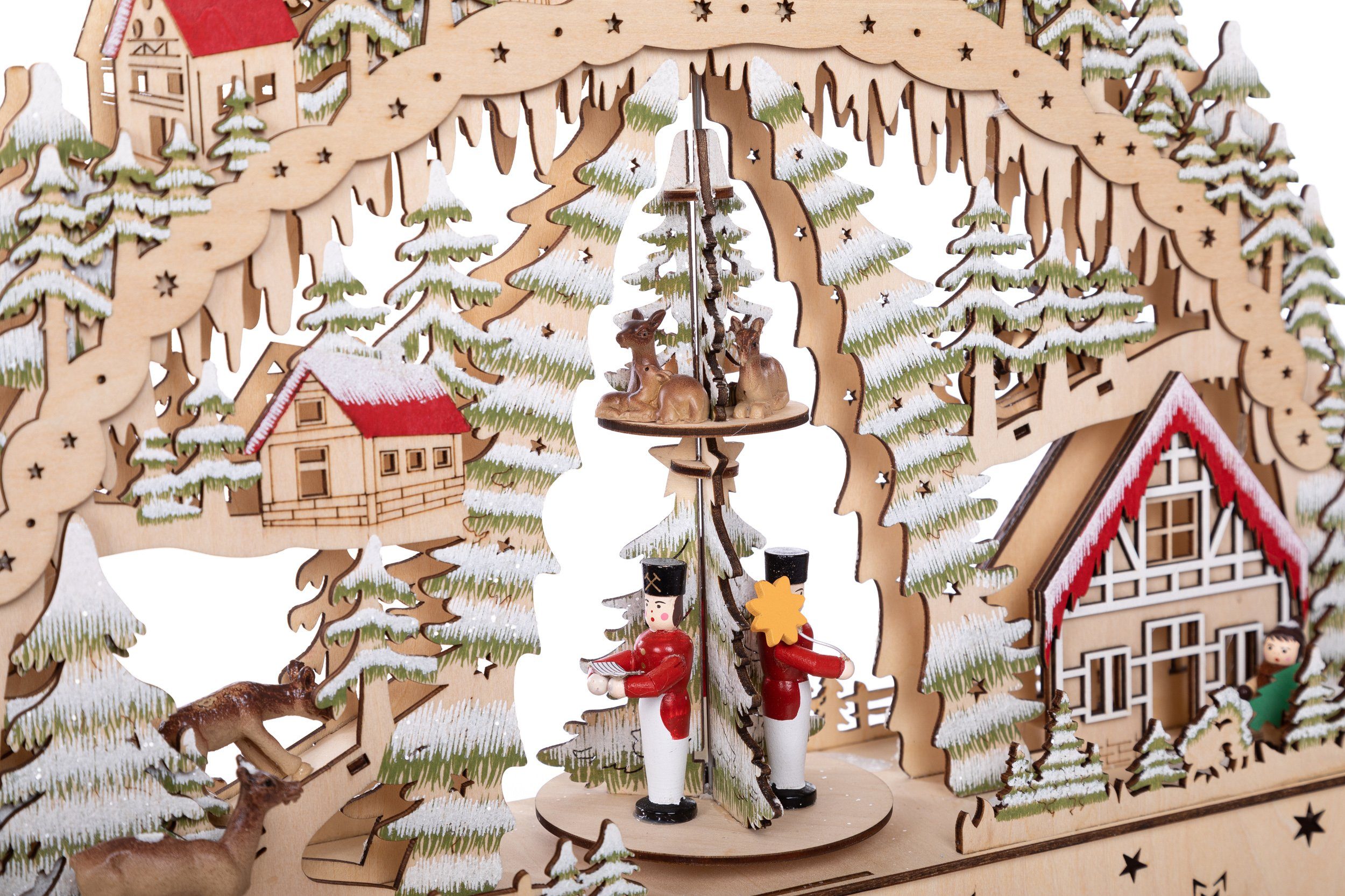 mit Holz Weihnachtsdorf aus weihnachtlicher Schwibbogen LED Wohnando Beleuchtung