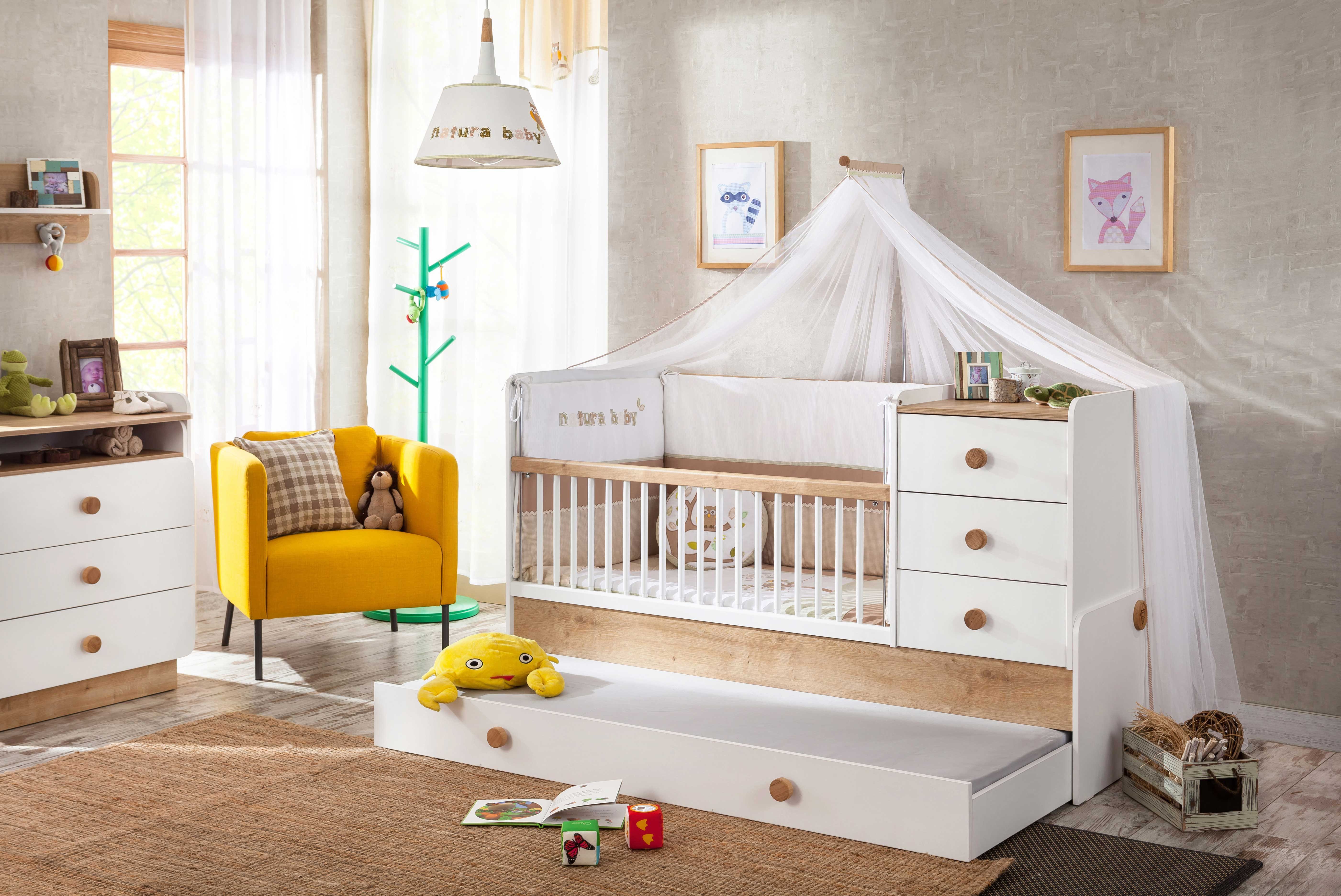 Möbel-Zeit Babybett NATURA BABY mitwachsend, 80x130-180 cm