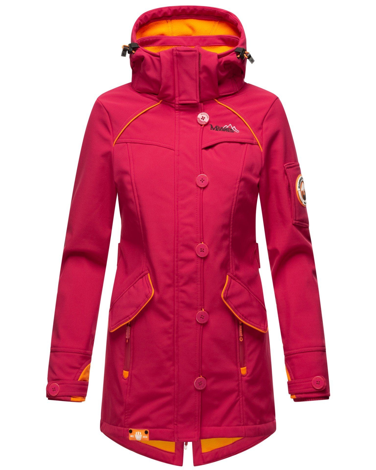 Kapuze Soulinaa Damen Jacke abnehmbarer Softshell Marikoo Softshelljacke mit Fuchsia