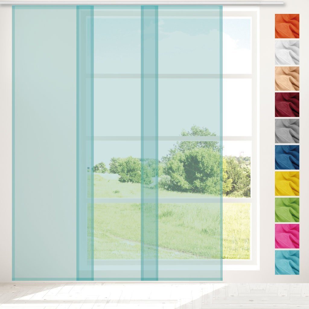 Vorhang, mit x Klettband Schiebegardine Transparente 60cm 245cm transparent, (BxL), Türkis Klettband St), (1 Bestgoodies, Microfaser,