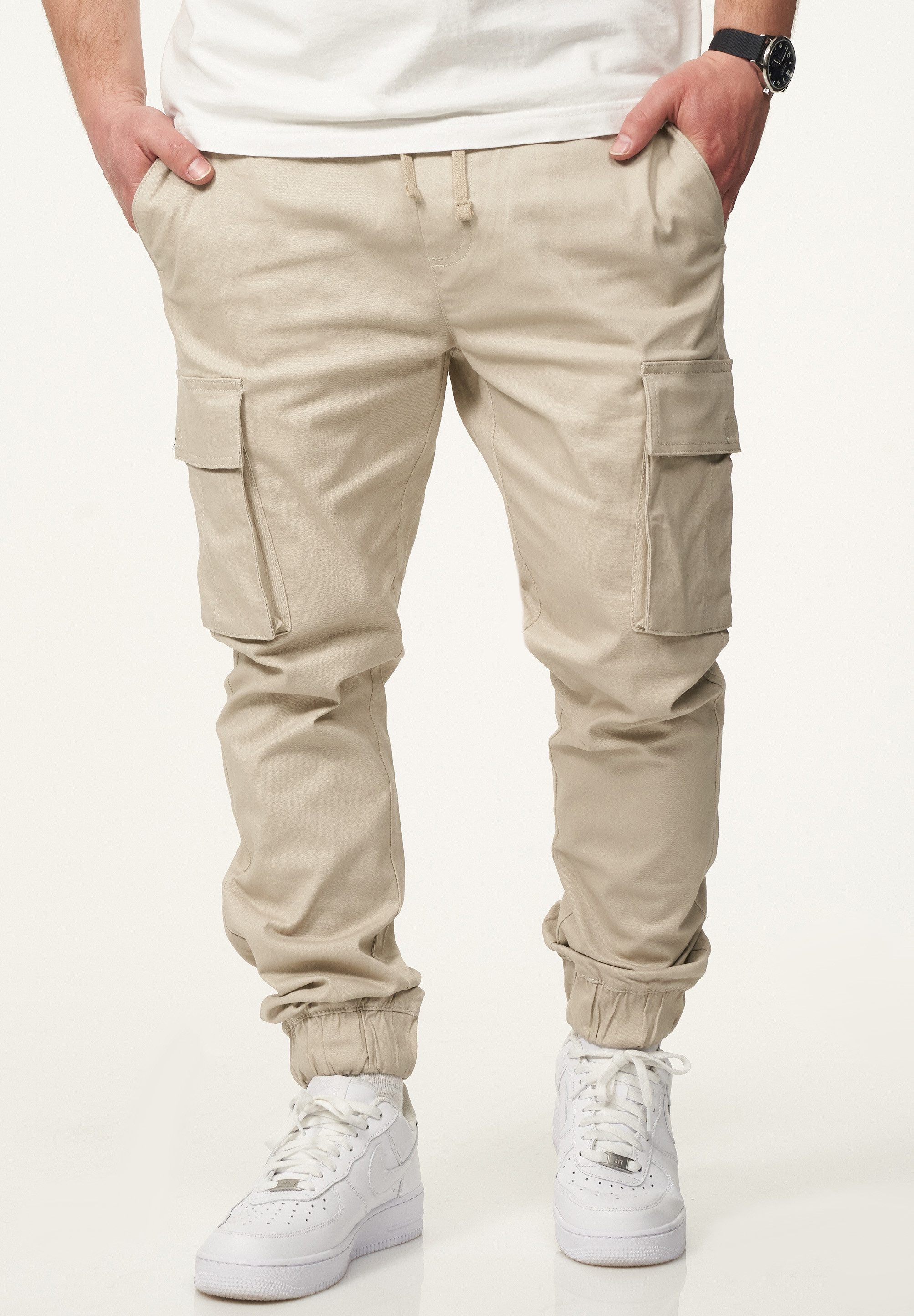 DAILY COTTON Cargohose als Stoffhose mit Cargo Taschen - Freizeithose Herren Jogger-Hose Jeans mit Gummibund & Tunnelzug Pants