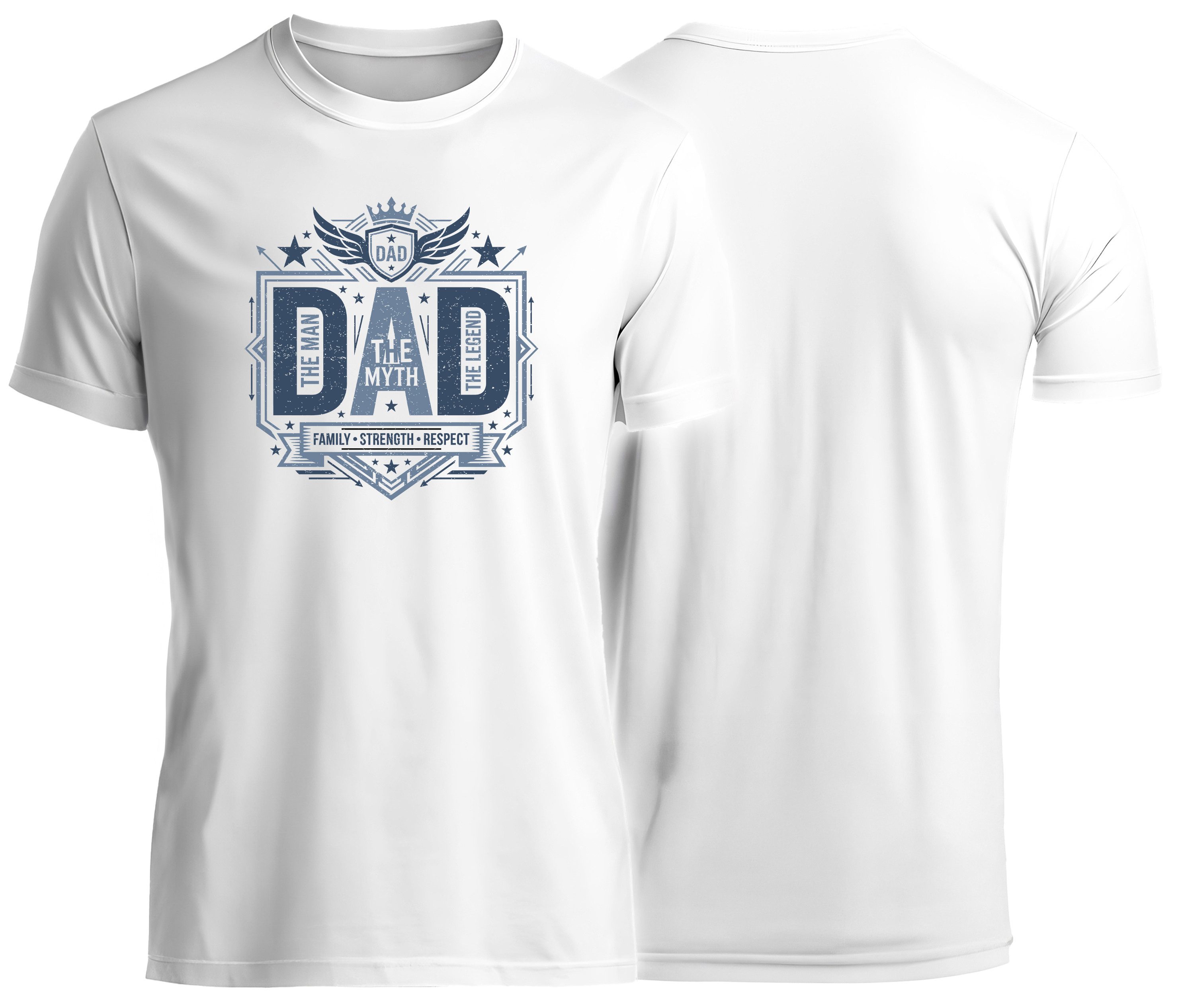 MyDesign24 T-Shirt Dad - The Myth the legend Vatertag T-Shirt weiss kurzarm Regular Fit i838